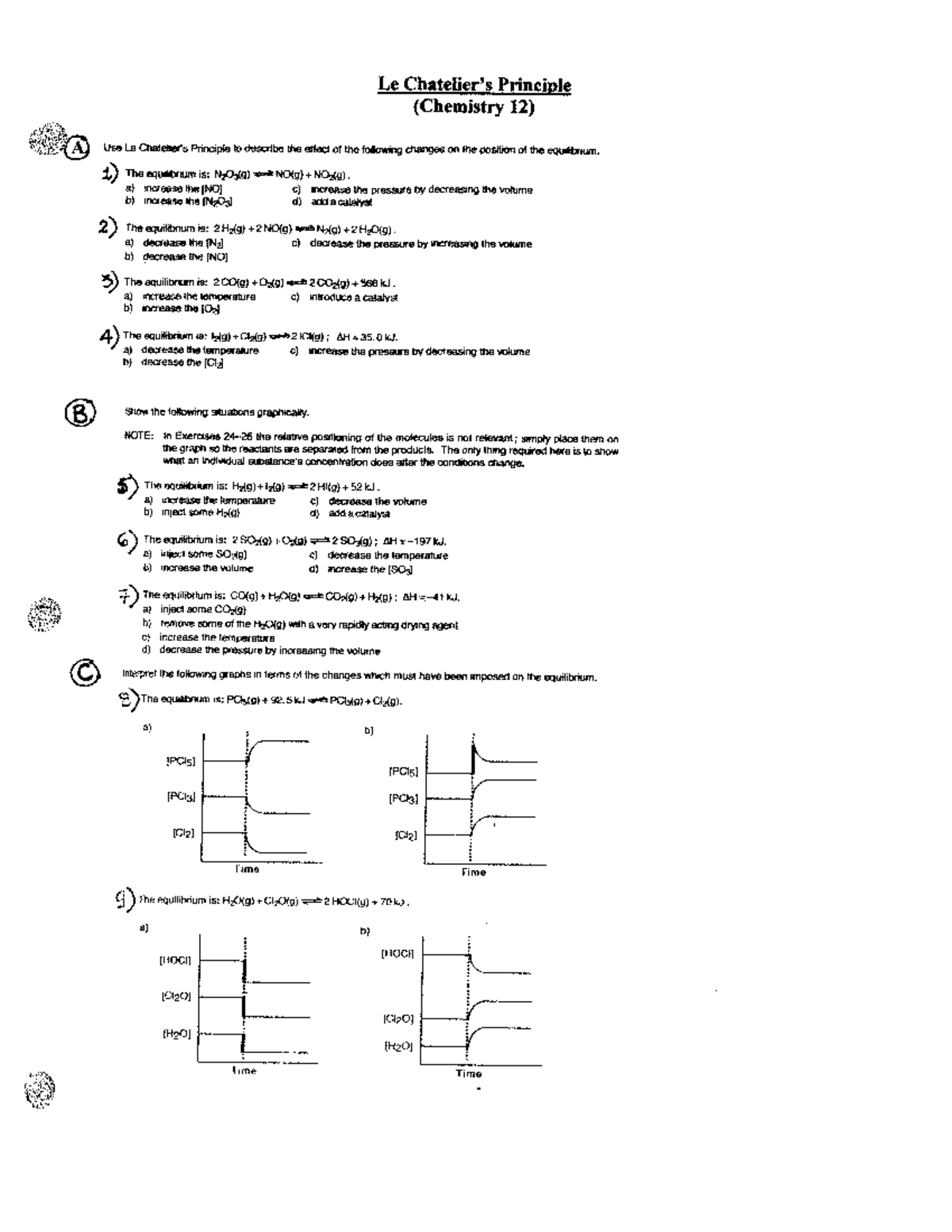 Le Chatelier's Principle (Chemistry 12) - Equilibrium Changes & Graphs ...