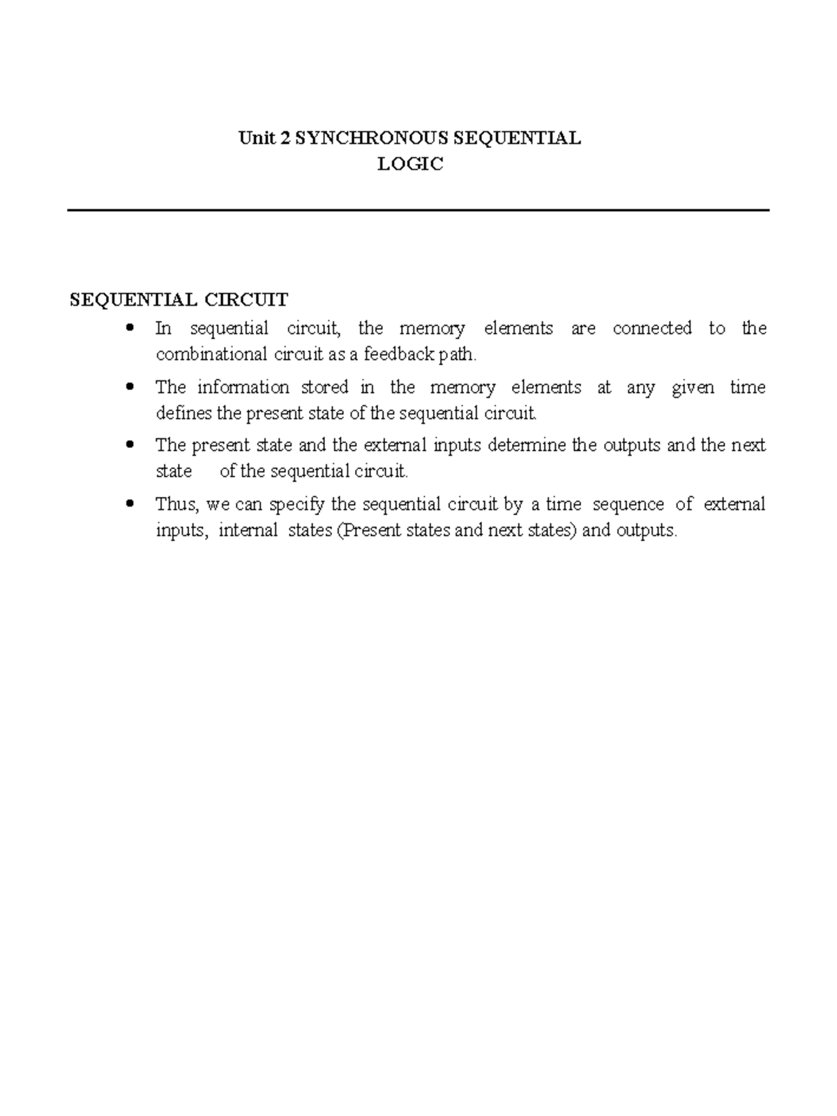 Unit 2 notes - Solved problems - Unit 2 SYNCHRONOUS SEQUENTIAL LOGIC ...