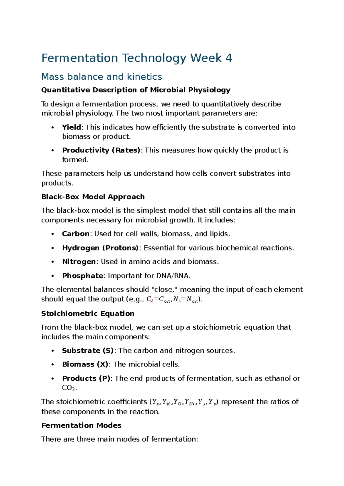 Fermentation Technology Week 4 - notes - Fermentation Technology Week 4 ...