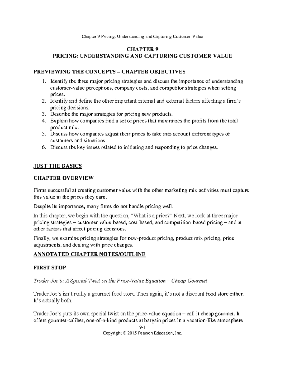 Chapter 10 + 11 - Summary Marketing căn bản - Chapter 9 Pricing ...