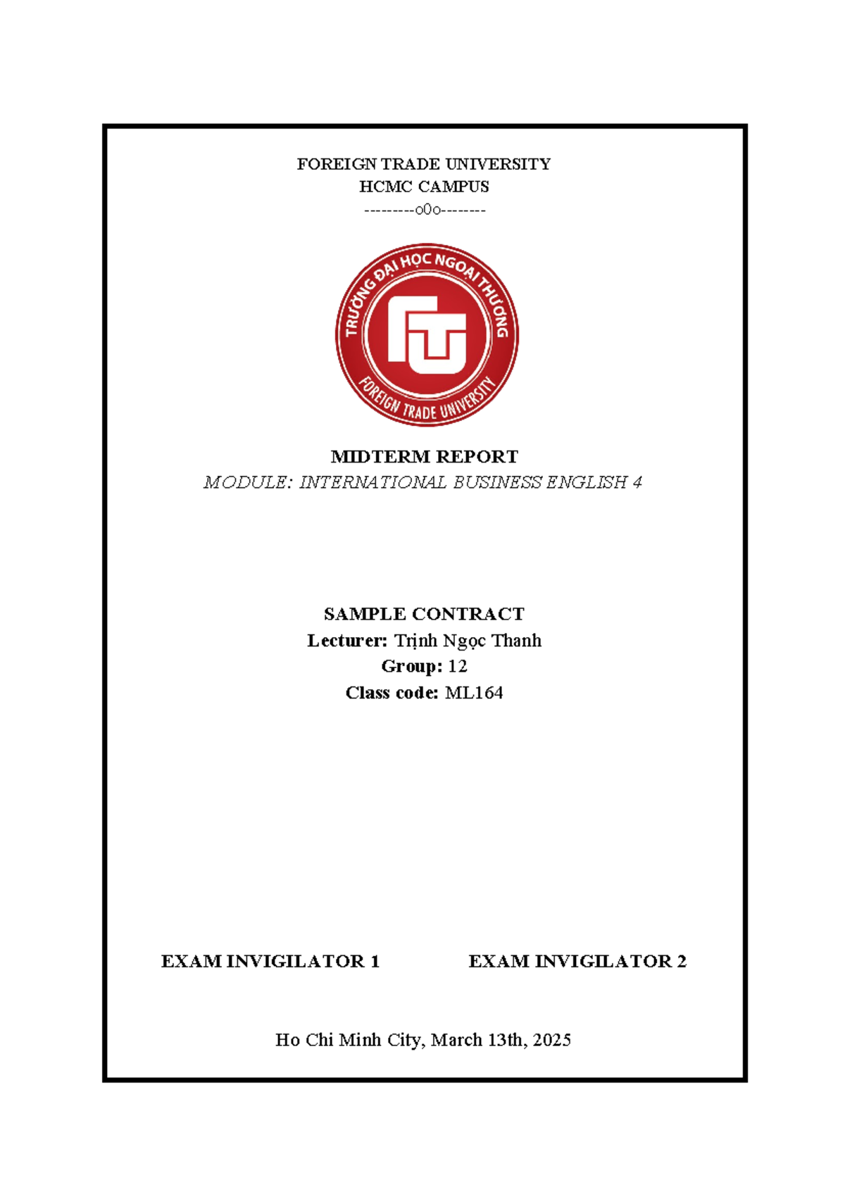 [ESP4] REPORT ABOUT SAMPLE CONTRACT - FOREIGN TRADE UNIVERSITY HCMC ...