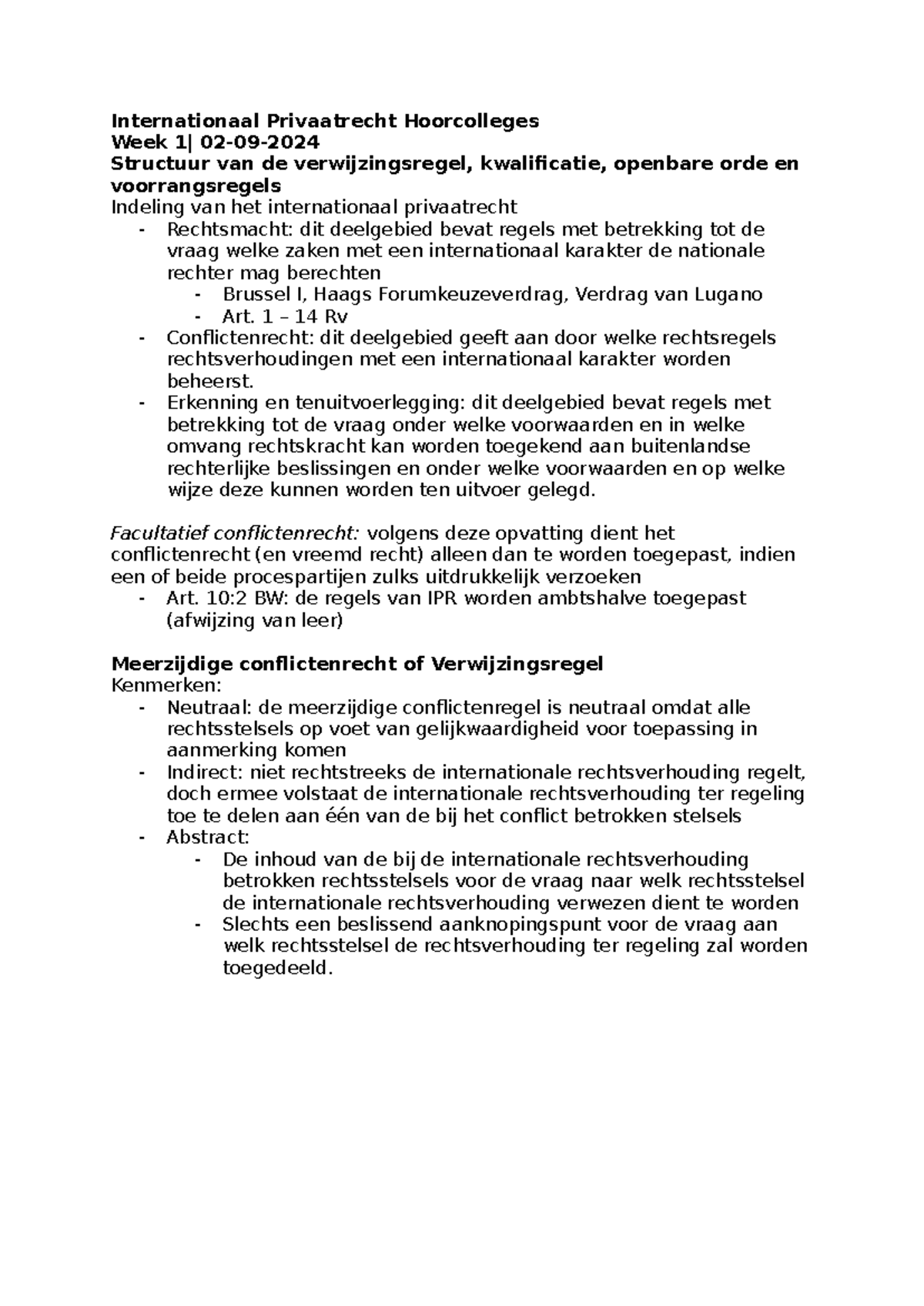 Internationaal Privaatrecht Hoorcolleges: Structuur en Regels IPR ...