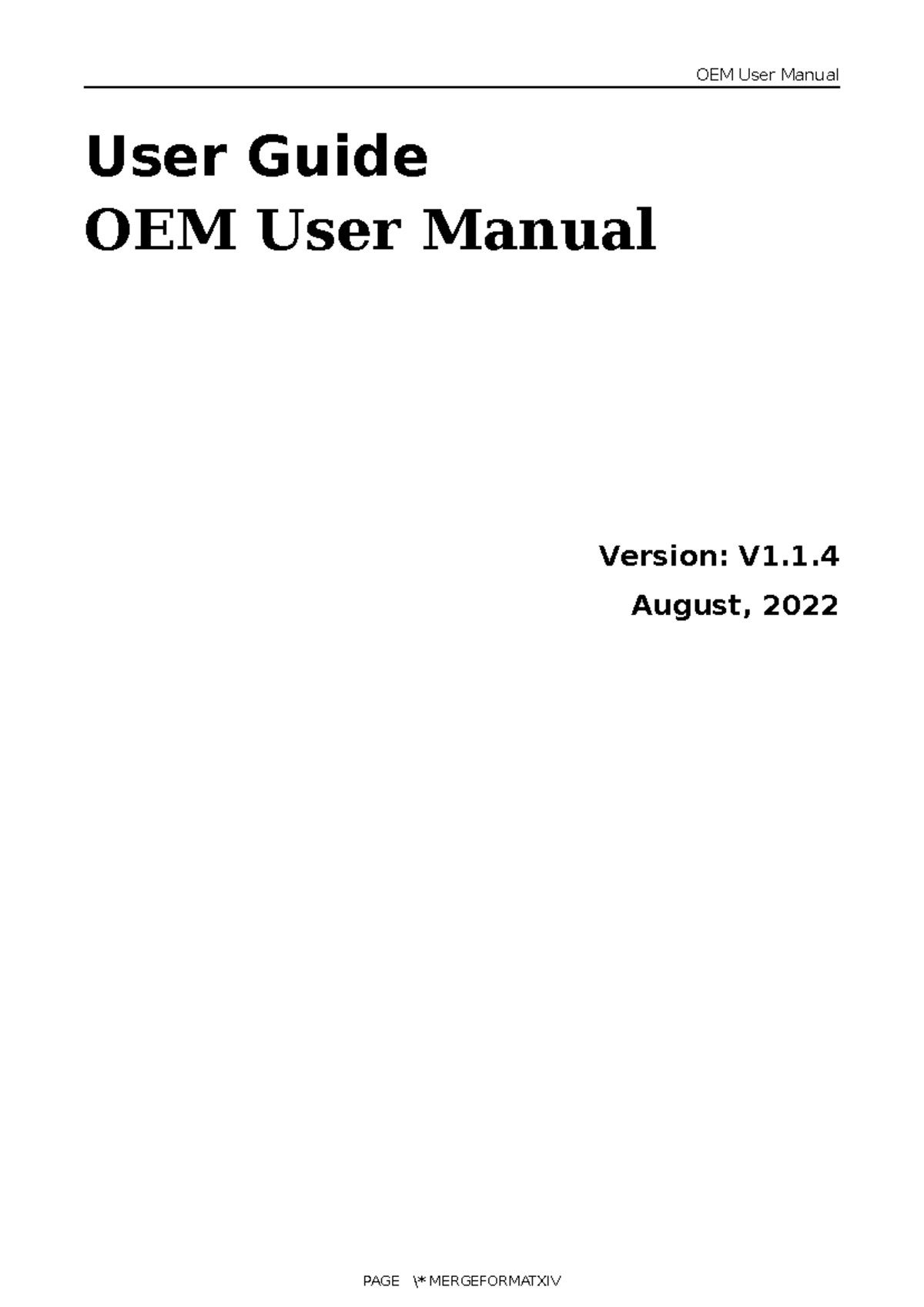 OEM User Manual V1.1.4 - Class Notes August 2022 - Studocu