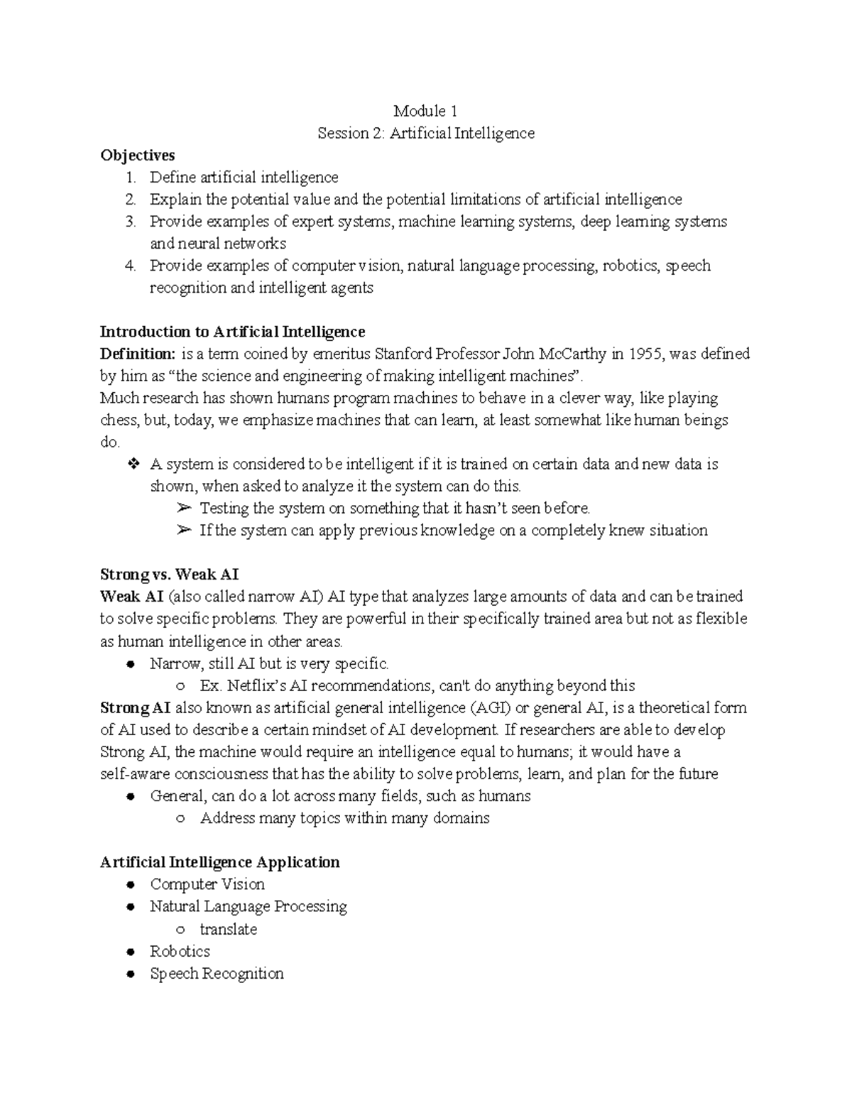 Module 1 Notes: Understanding Artificial Intelligence Concepts and ...