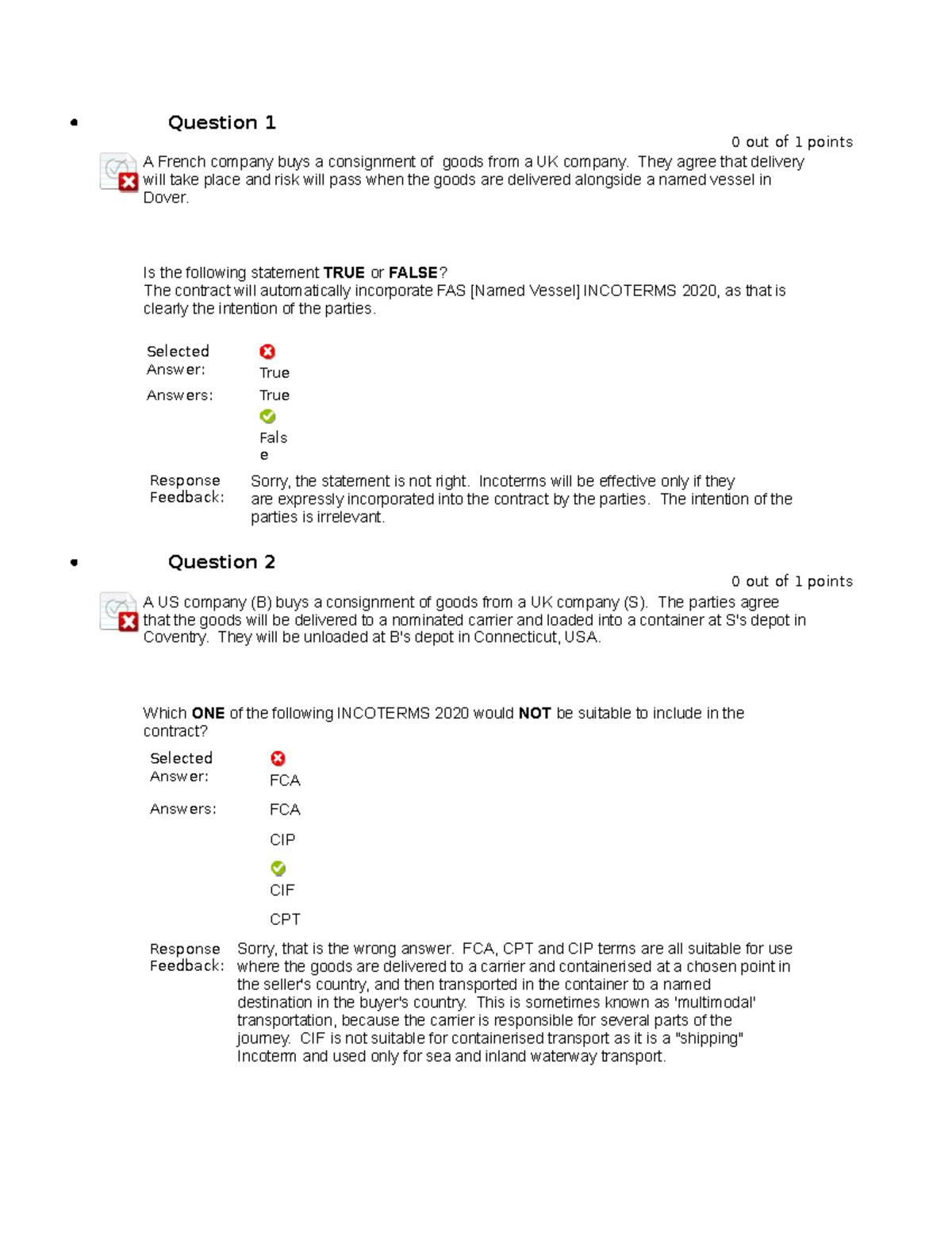 MCQs Prep - International Trade Test & Feedback Analysis - WS 5 - Studocu