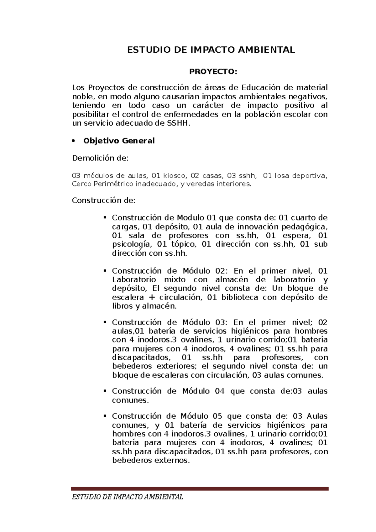 Impacto Ambiental - ESTUDIO DE IMPACTO AMBIENTAL PROYECTO: Los ...