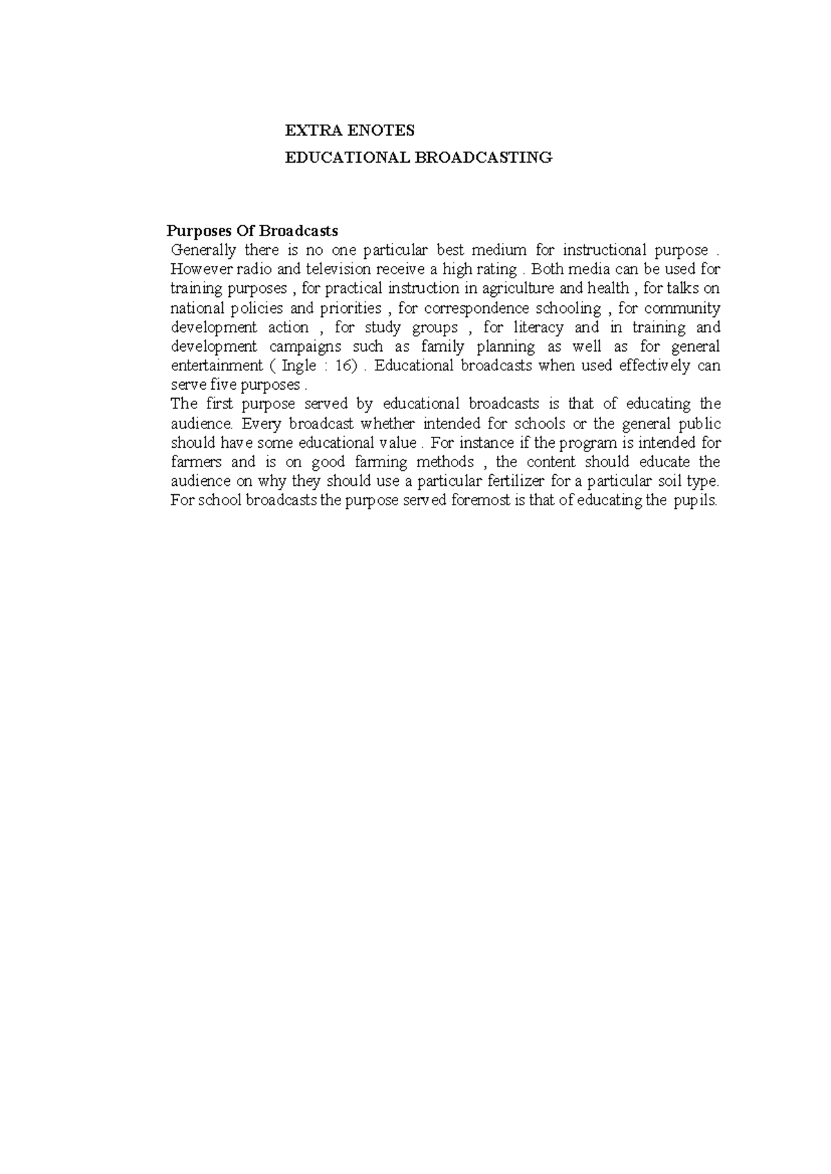 Educational Broadcasting Extra Notes ECT 300 - October 2024 - Studocu