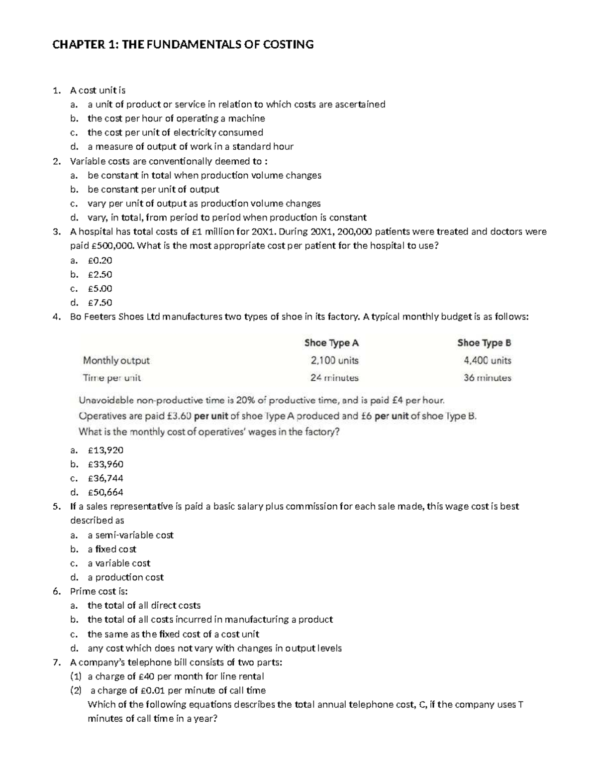 CHAPTER 1: FUNDAMENTALS OF COSTING - ACCOUNTING NOTES - Studocu