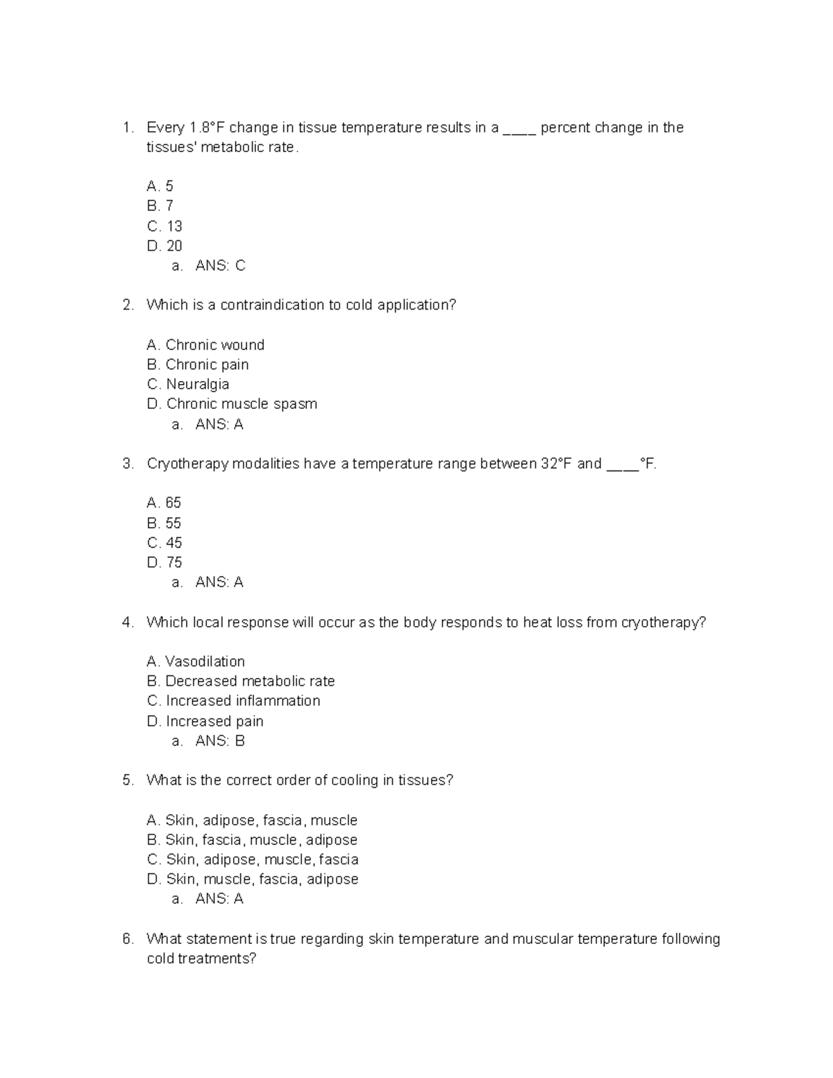Exsc 3120 Modality Practice Questions and Answers - Studocu