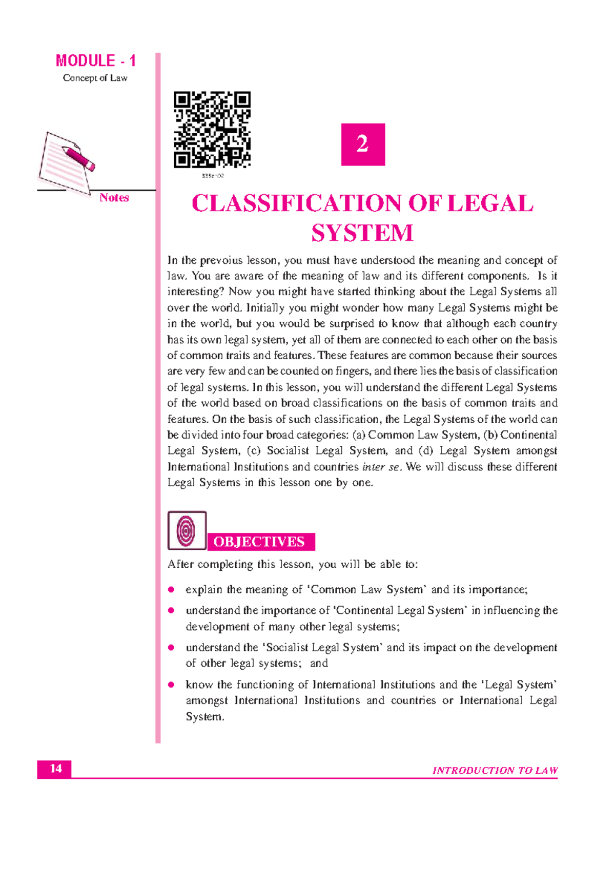 MODULE 1: Classification of Legal Systems and Concepts of Law Notes ...
