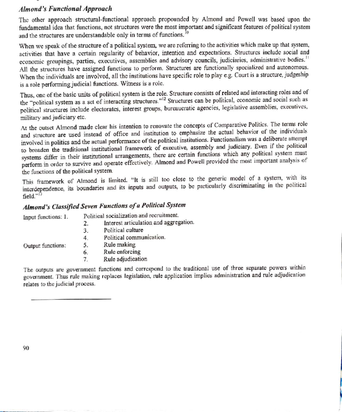**Structural Functional Approach to Political Systems: An Overview ...