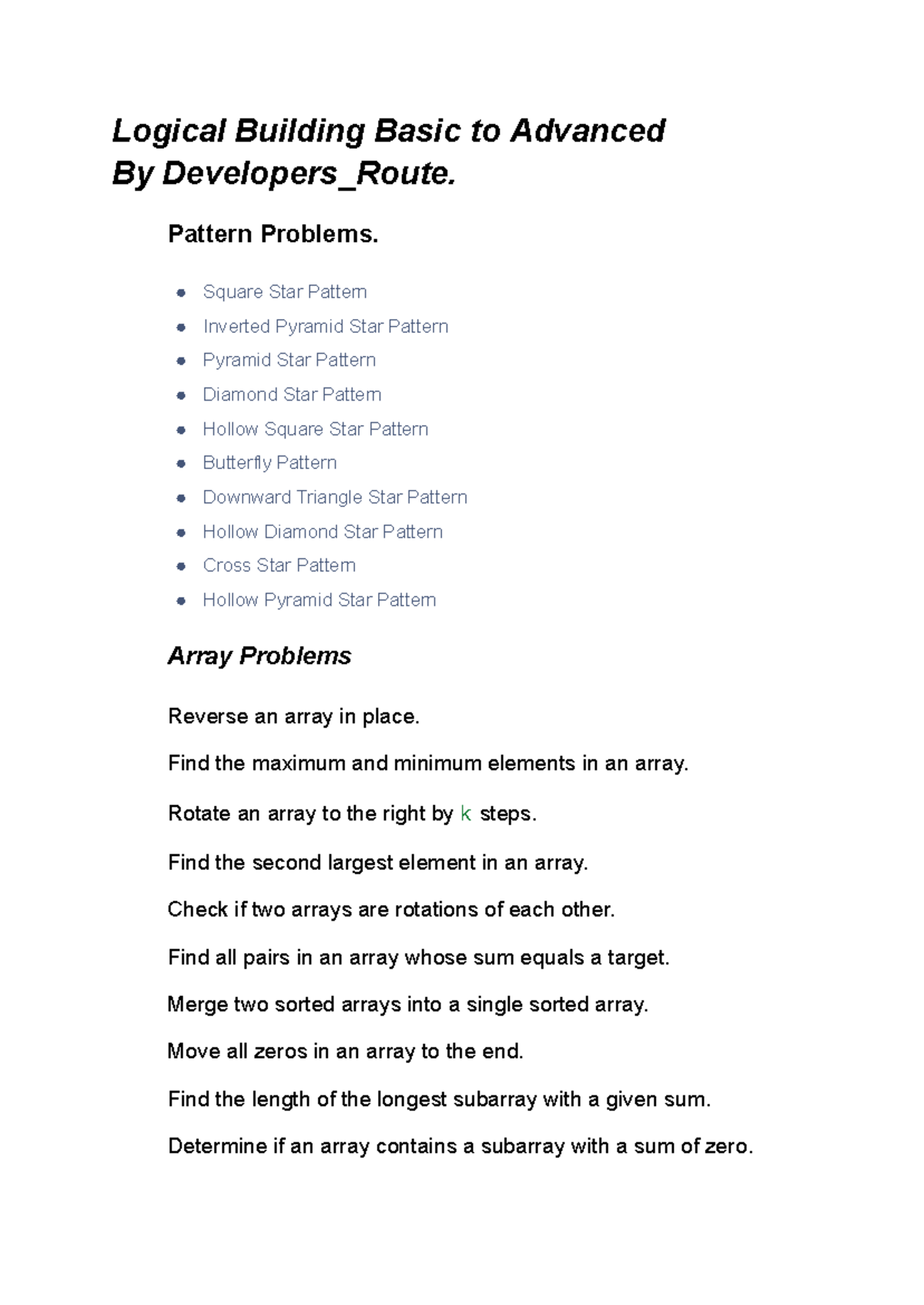 Logical Building Problems Solutions (Basic to Adv) - PDF Guide - Studocu