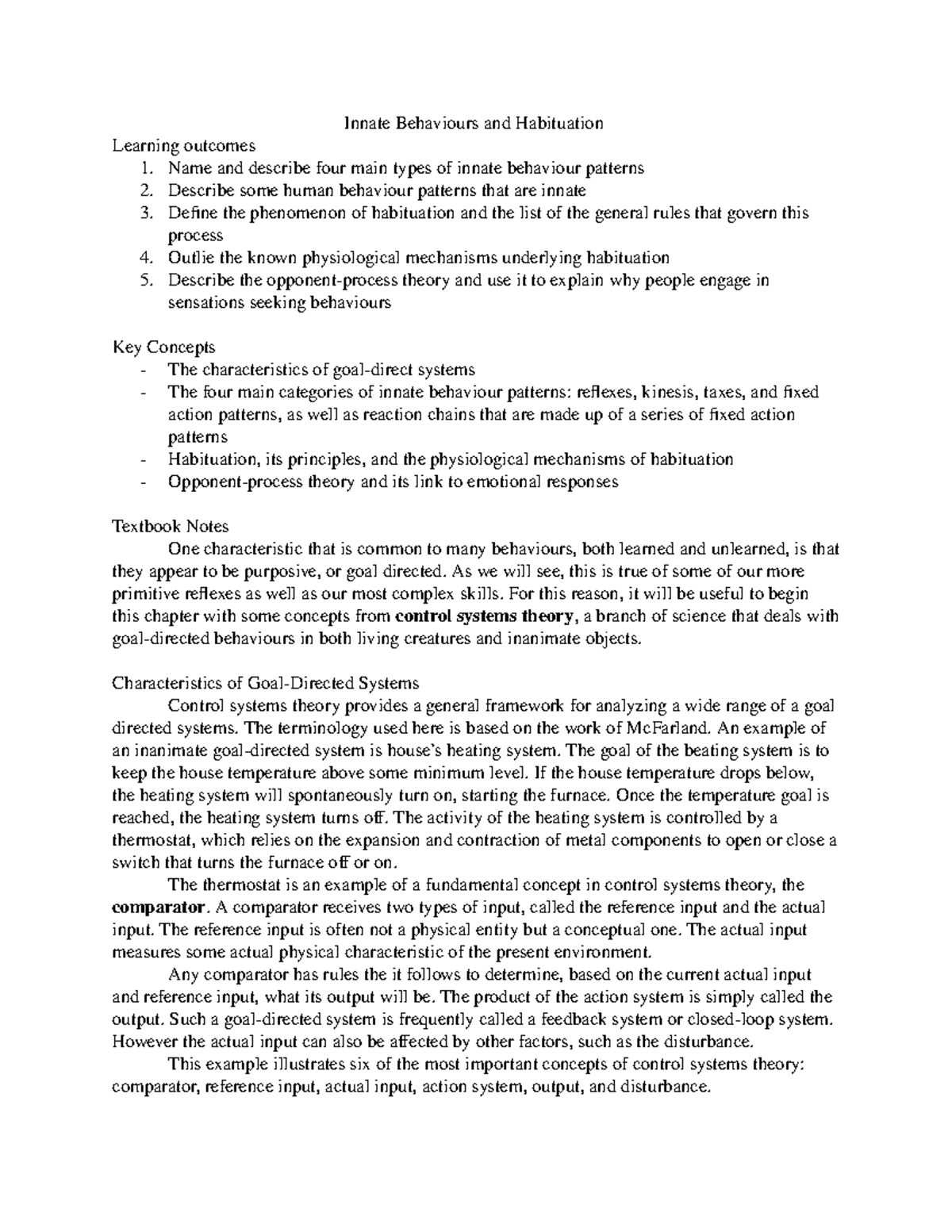 Module 2 Chapter 2 - Innate Behaviours and Habituation Study Notes ...