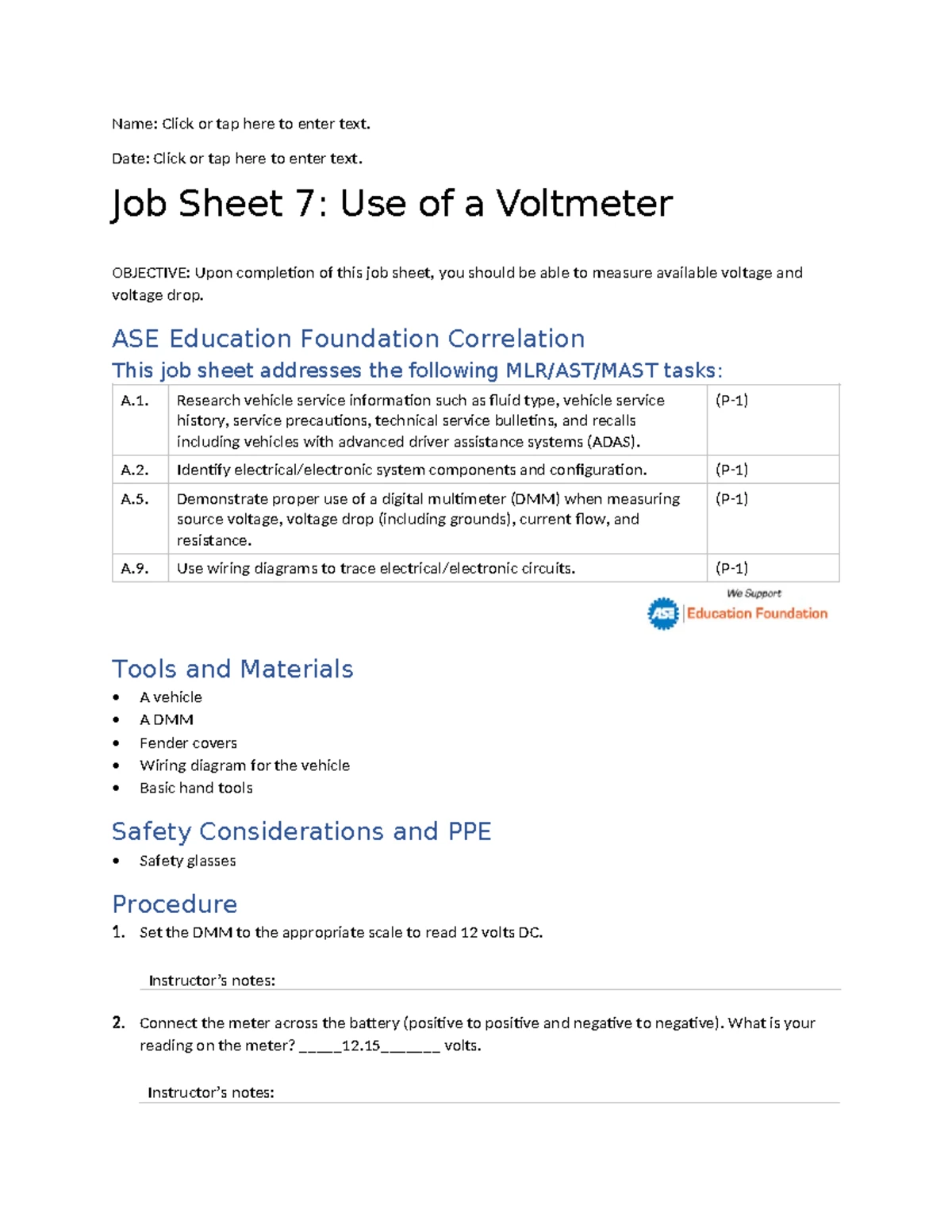 Job Sheet 06: Proper Use of a Test Light in Electrical Circuits - Studocu