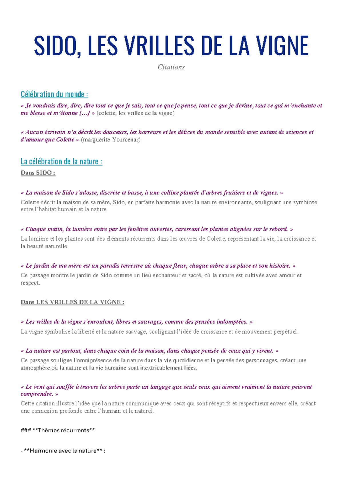 Citation Colette Sido Les Vrilles De La Vigne Dissertation Citations , sido et les vrilles de la vigne - SIDO, LES VRILLES DE LA
