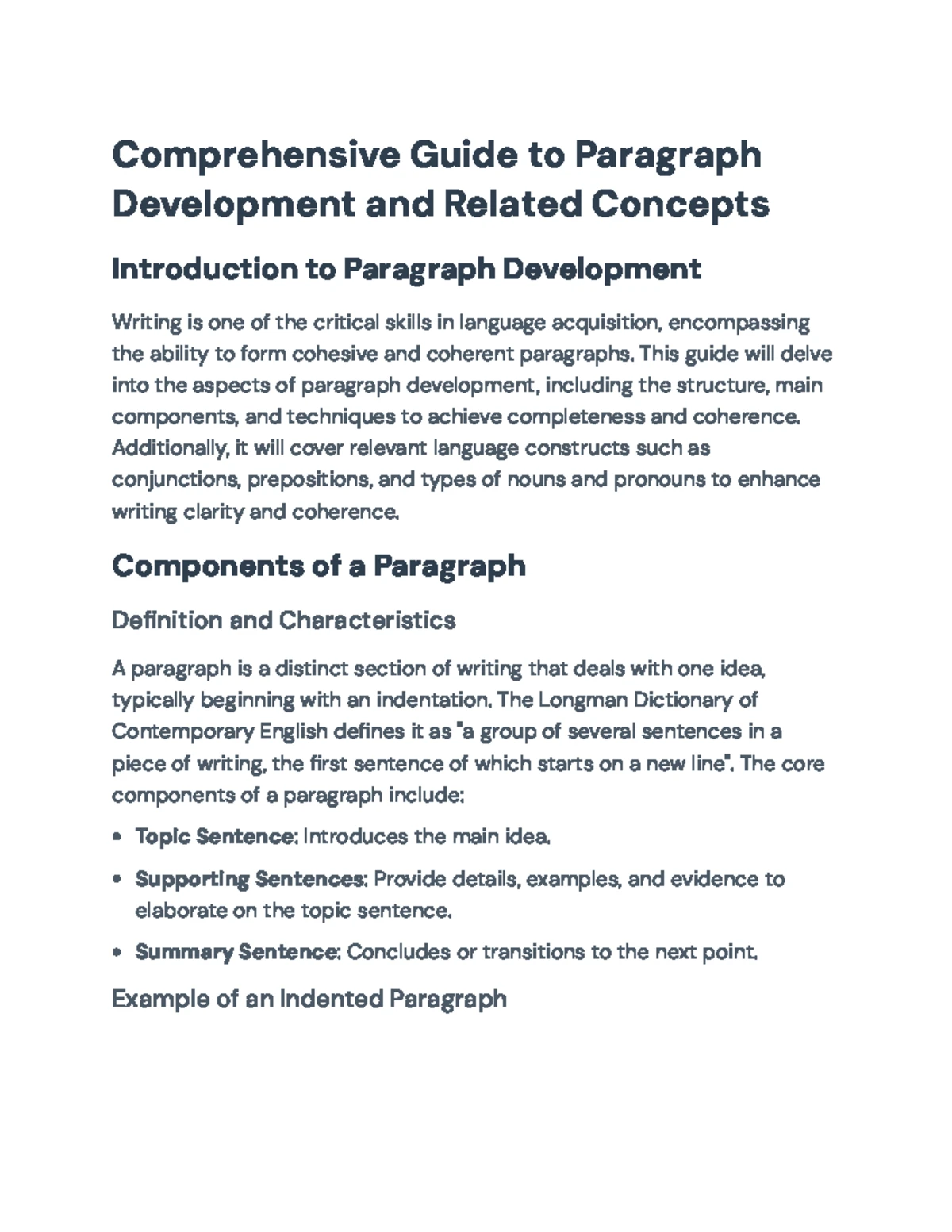 Guide to Paragraph Development & Grammatical Concord: Key Concepts ...