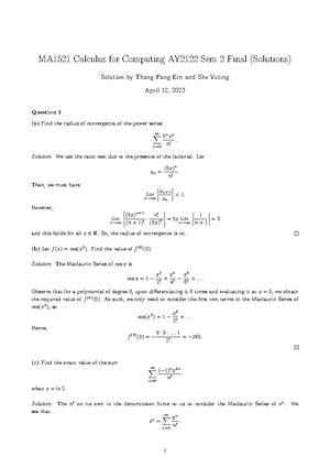 Chapter 2 - MA1522: Linear Algebra for Computing Chapter 2: Matrix ...