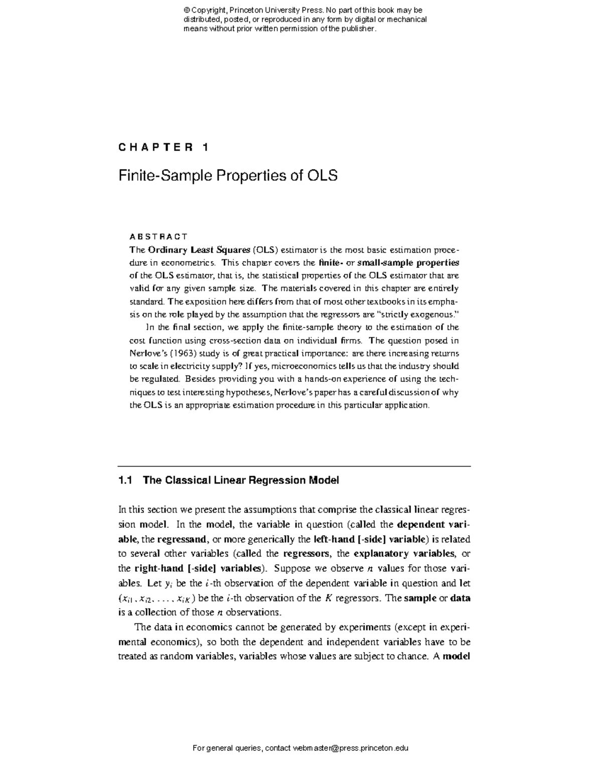 Econometrics CH1: Properties of OLS - Key Concepts and Applications ...