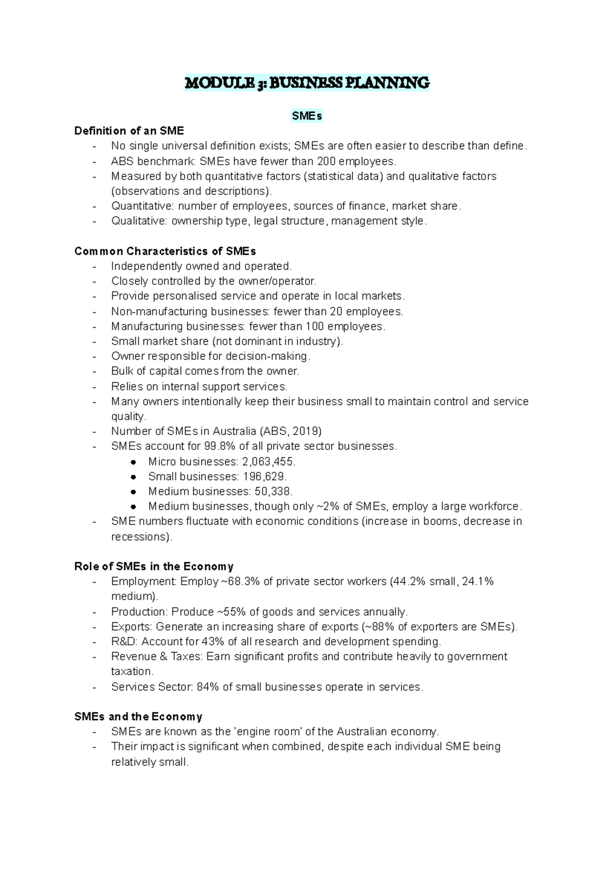 Business Prelims Notes - Module 3: Understanding SMEs and Their Impact ...