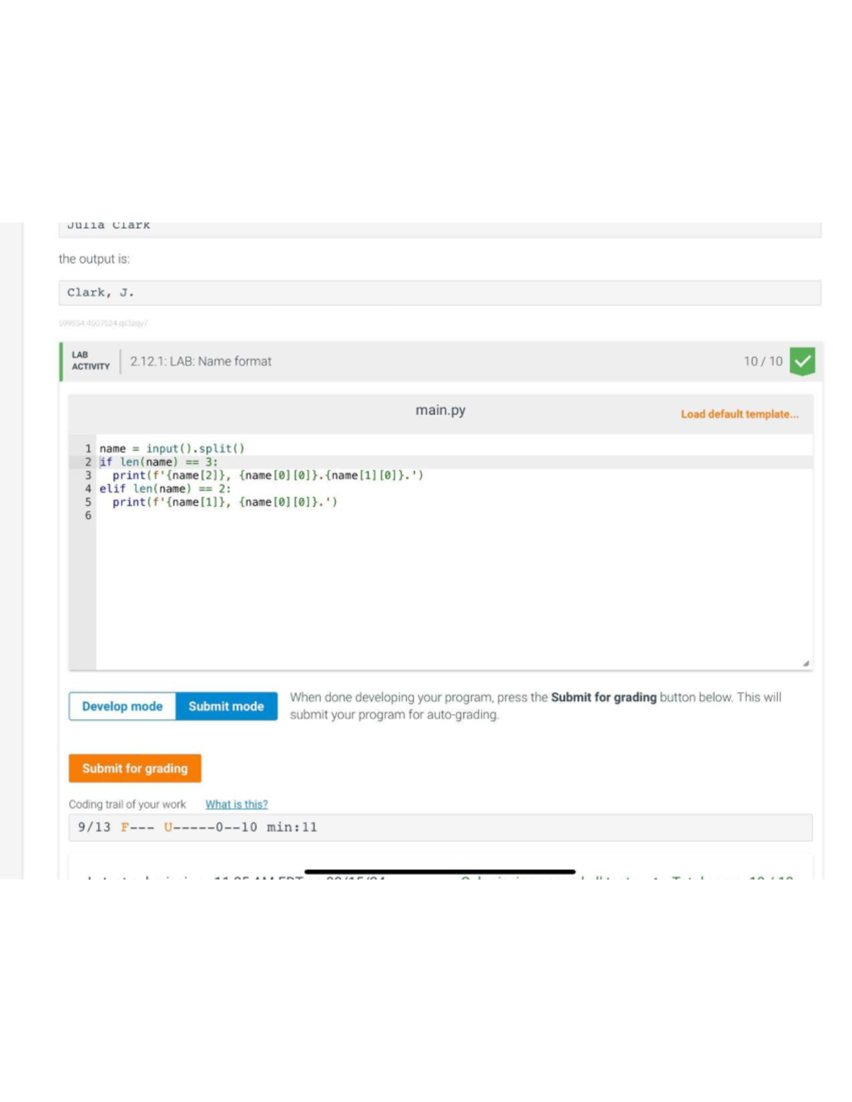 LAB 2.12: Name Format Activity - Julia Clark (Course Code: 599554 ...