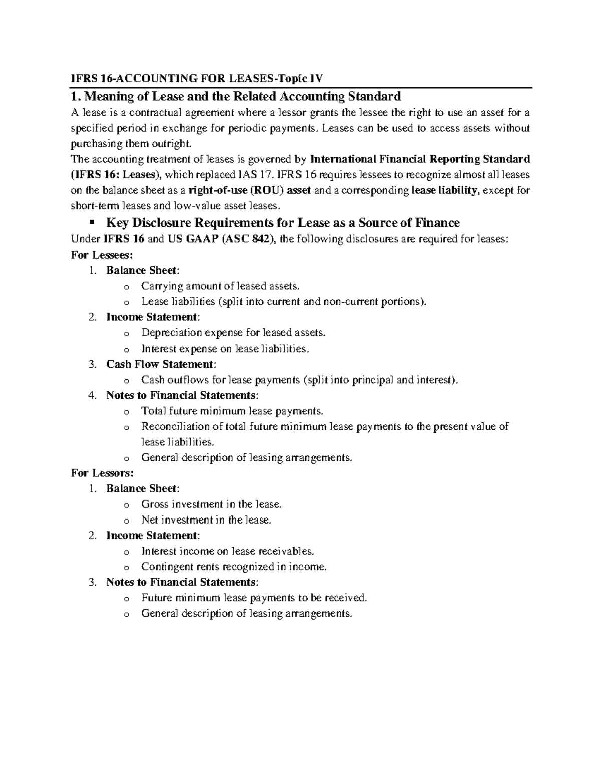 IFRS 16: Leases - Final Notes on Accounting Standards and ...