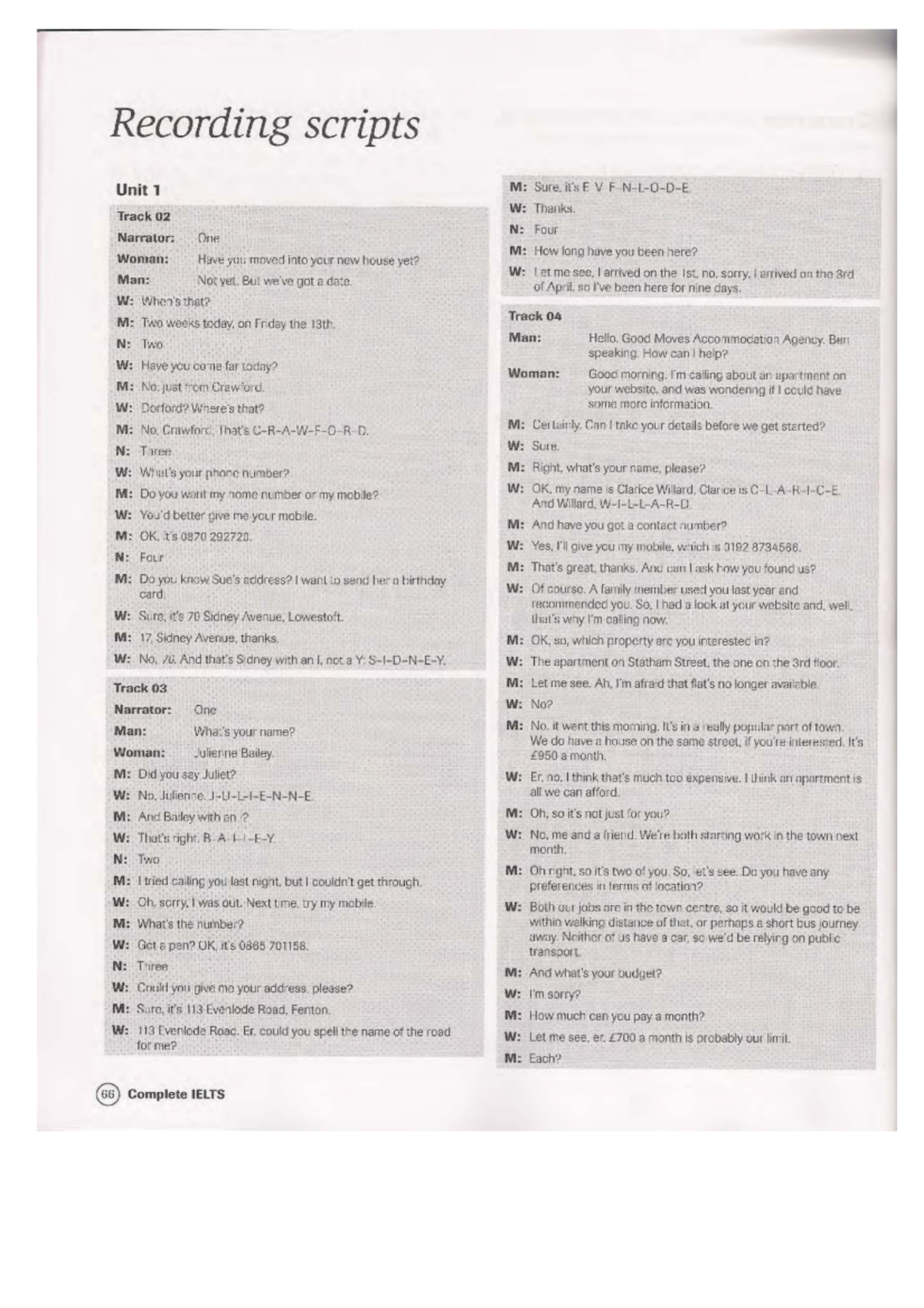 Recording Scripts for Complete IELTS (COM4-5) Workbook - Studocu