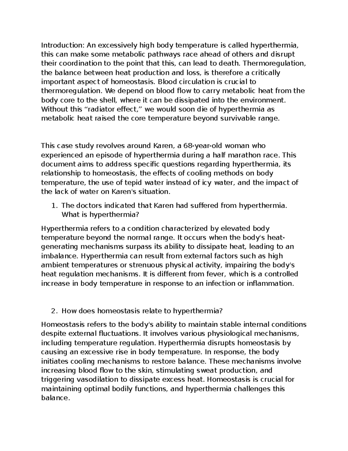 Case Study: Hyperthermia and Thermoregulation in Integumentary System ...