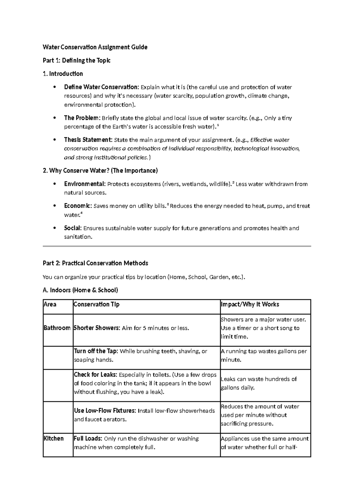 Water Conservation Assignment Guide: Strategies & Importance - Studocu