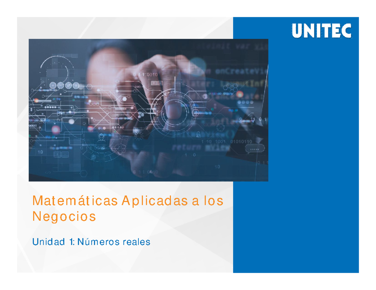 Matemáticas Aplicadas a los Negocios: Unidad 1 - Números Reales - Studocu