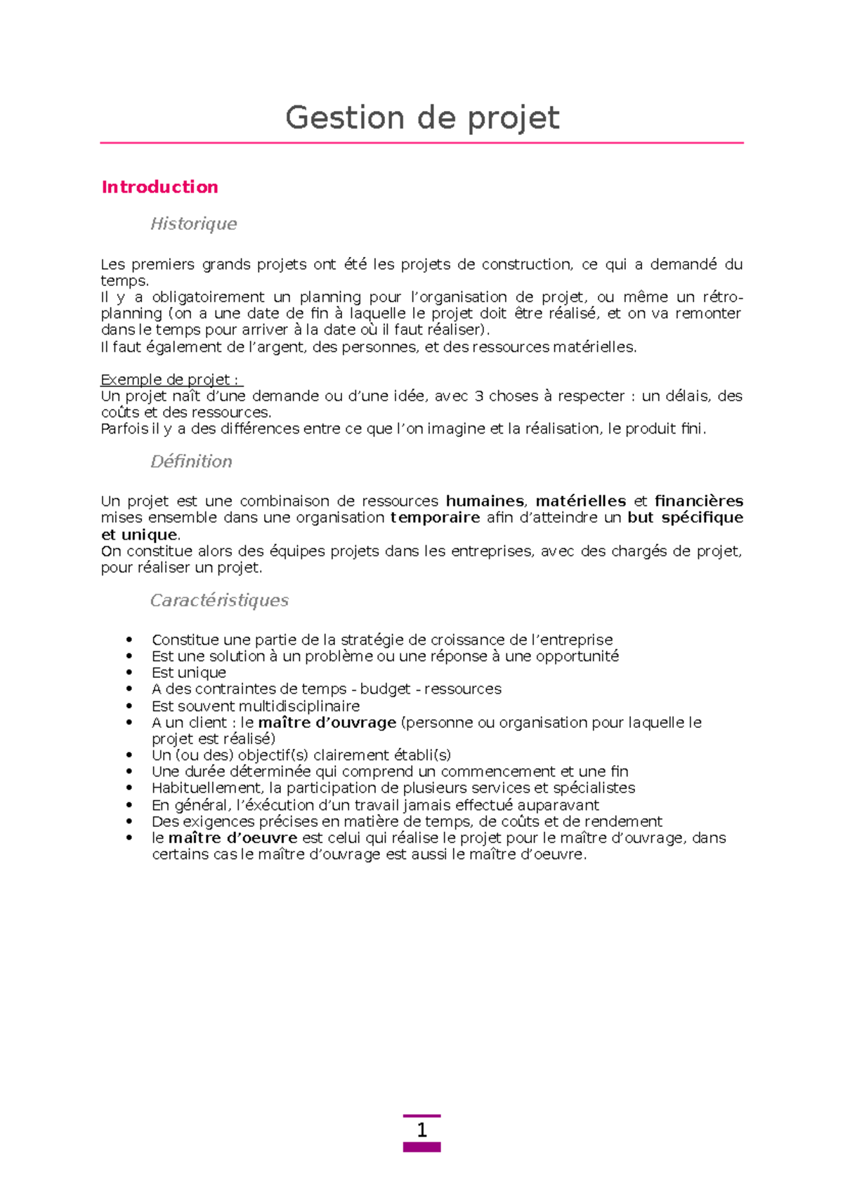 Cours entier de gestion de projet - Gestion de projet Introduction ...