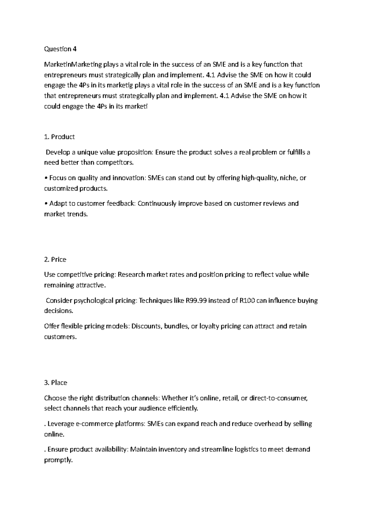 SME Strategies: Engaging the 4Ps for Success in Business - Studocu