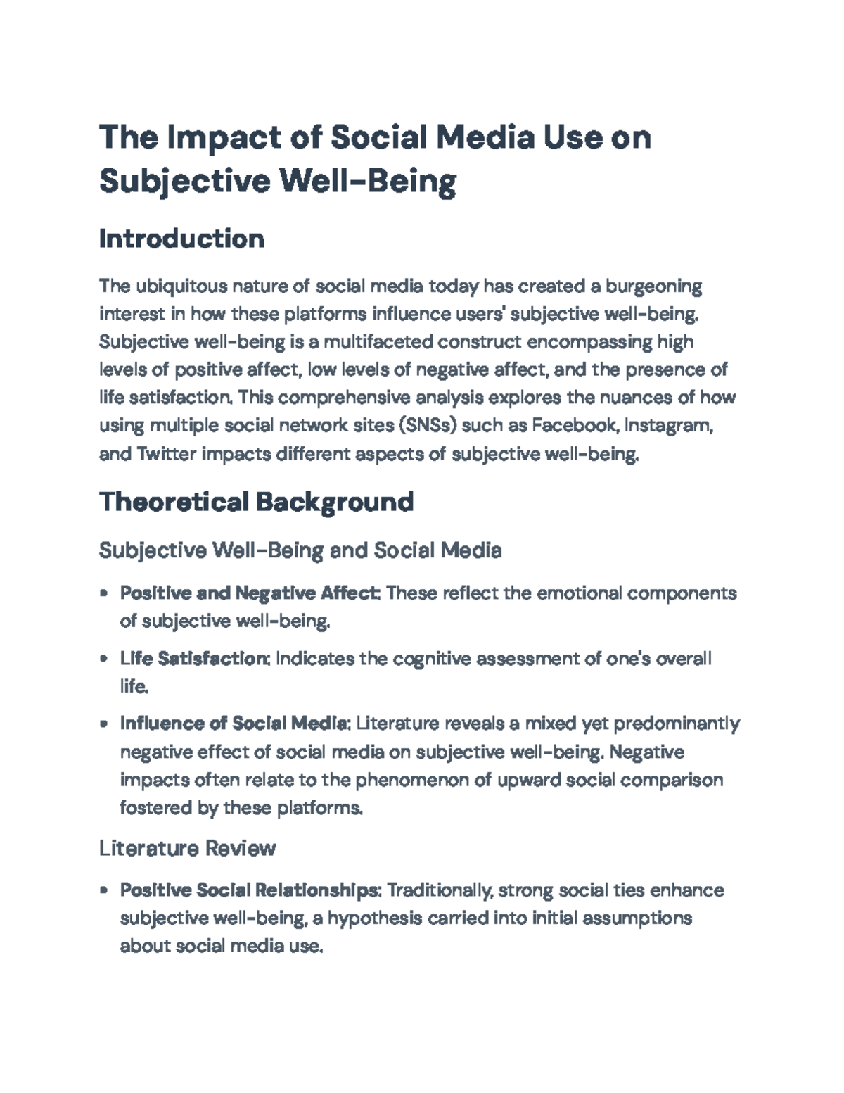 The Impact of Social Media on Subjective Well-Being: A Study Analysis ...