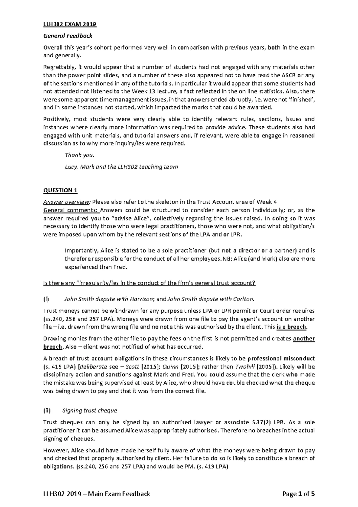 LLB205 Final Exam: Equity and Trusts - 2021 Second Semester Paper - Studocu