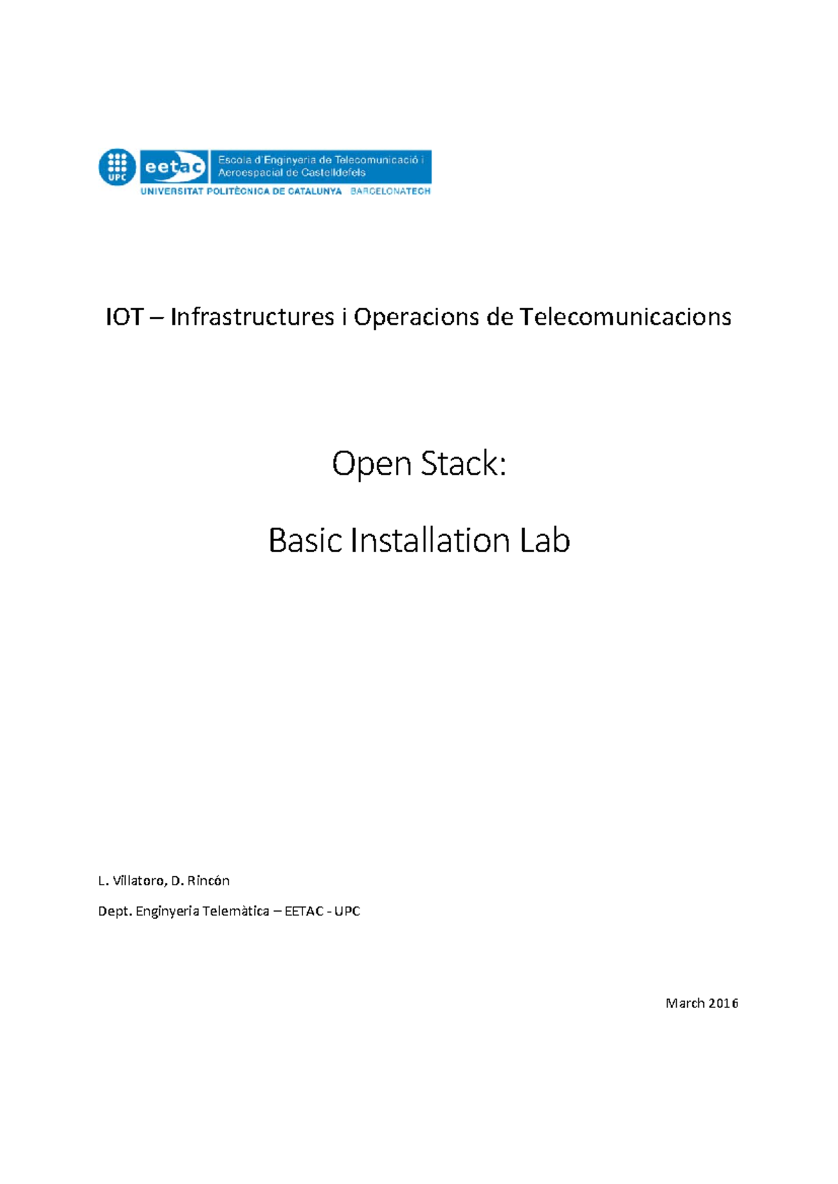 OpenStack IOT Infrastructure: Basic Installation Lab Guide (ENG-101 ...