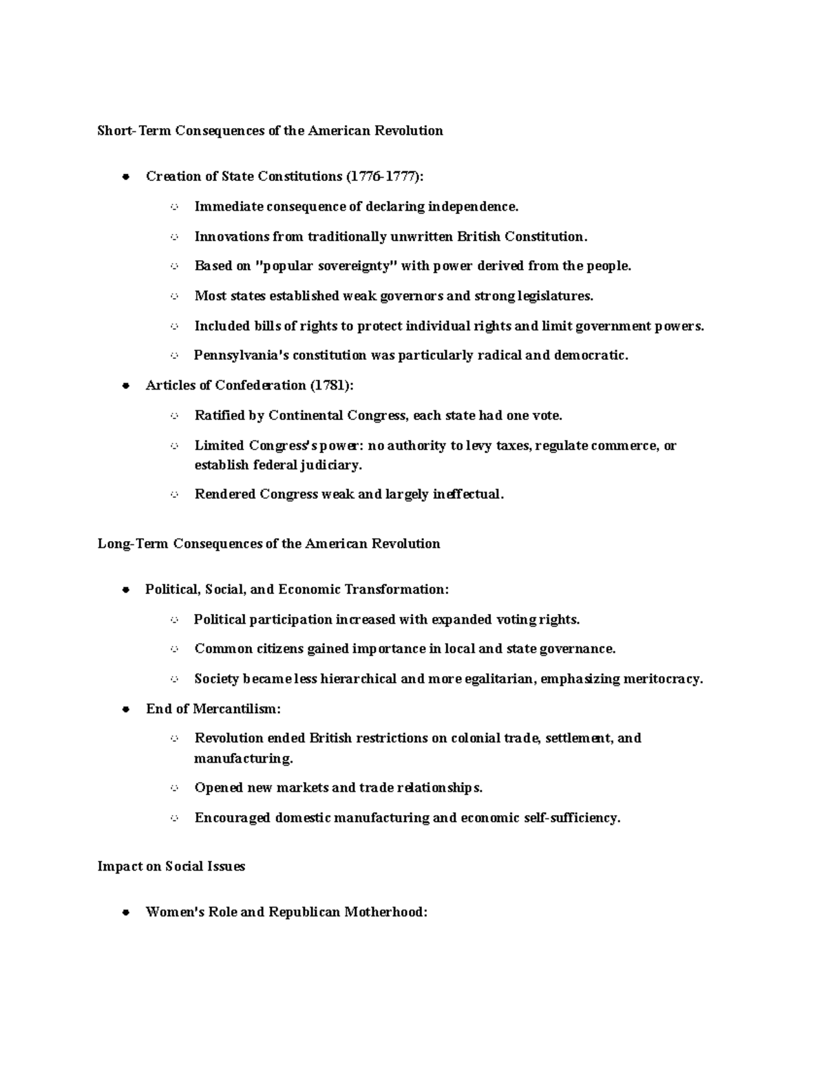 US Hist 101 - Unit 3: Lesson 4 - Impact of the American Revolution ...
