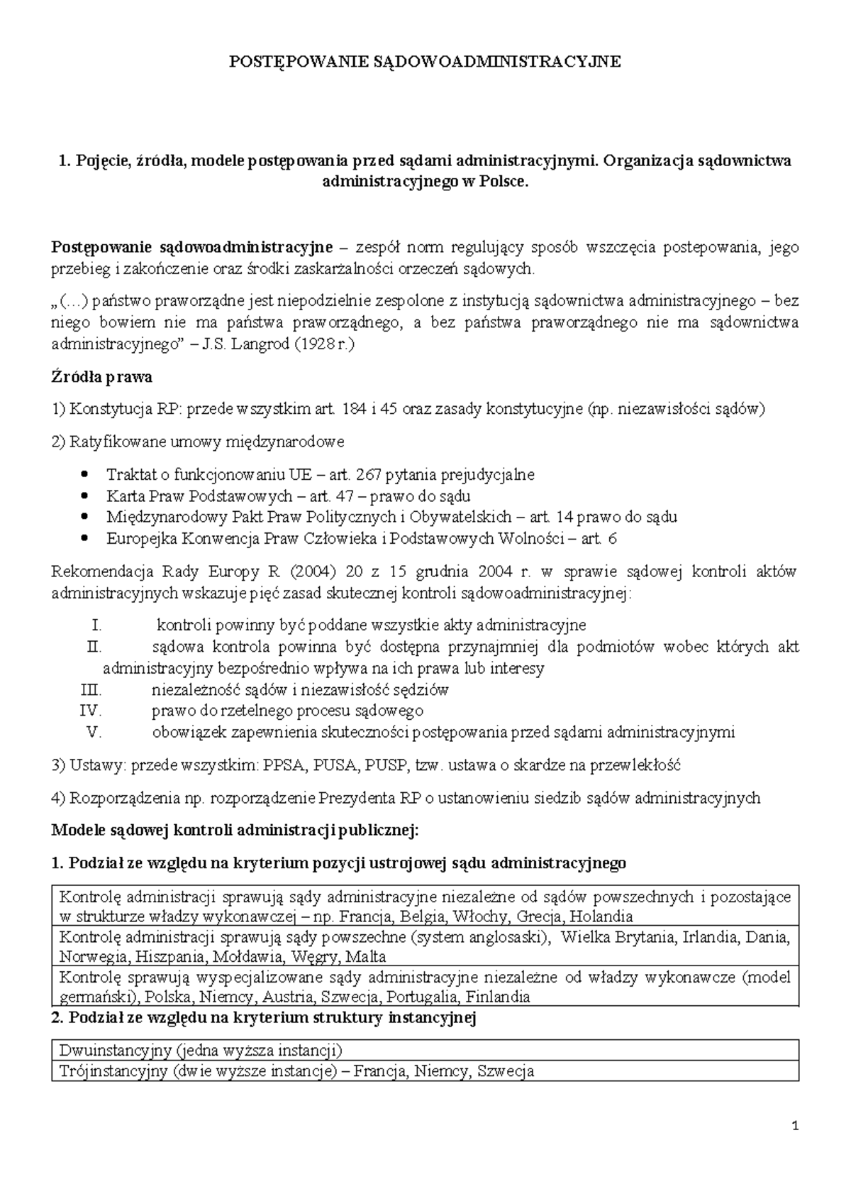 POSTĘPOWANIE SĄDOWOADMINISTRACYJNE: Pojęcia i Modele w Polsce - Studocu
