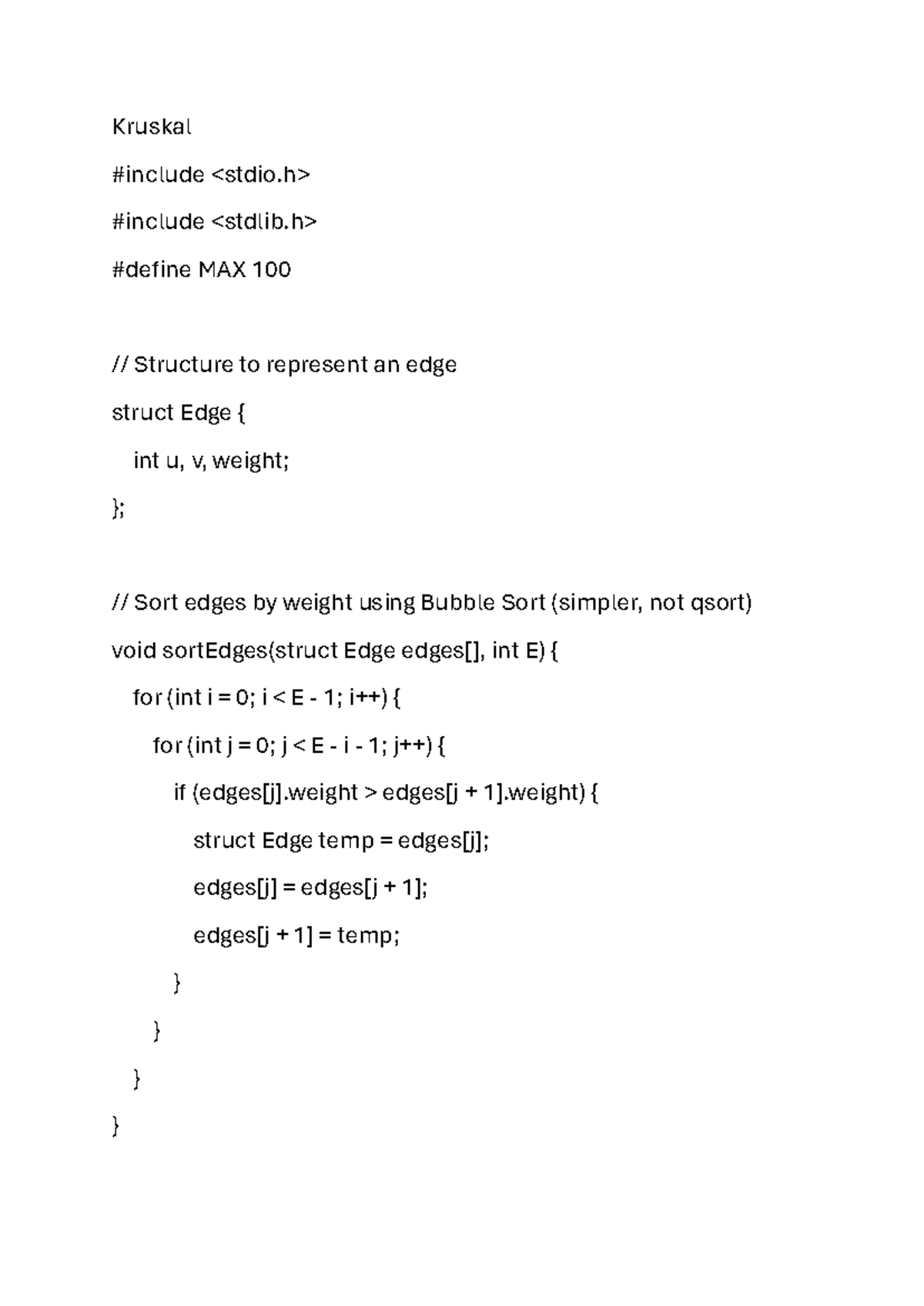 Kruskal Algorithm Implementation in C - Data Structures - Studocu