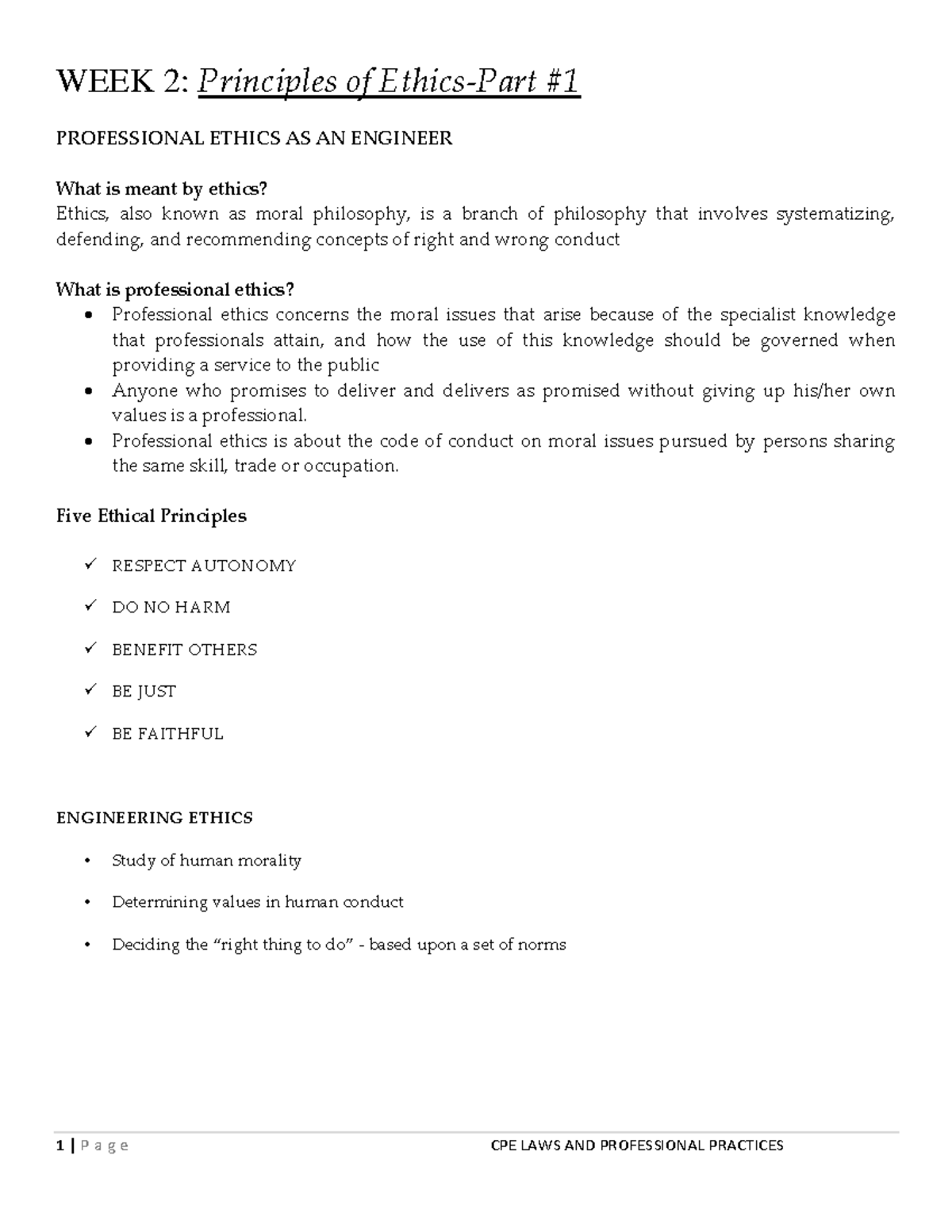 W2: Principles of Professional Ethics in Engineering - Studocu