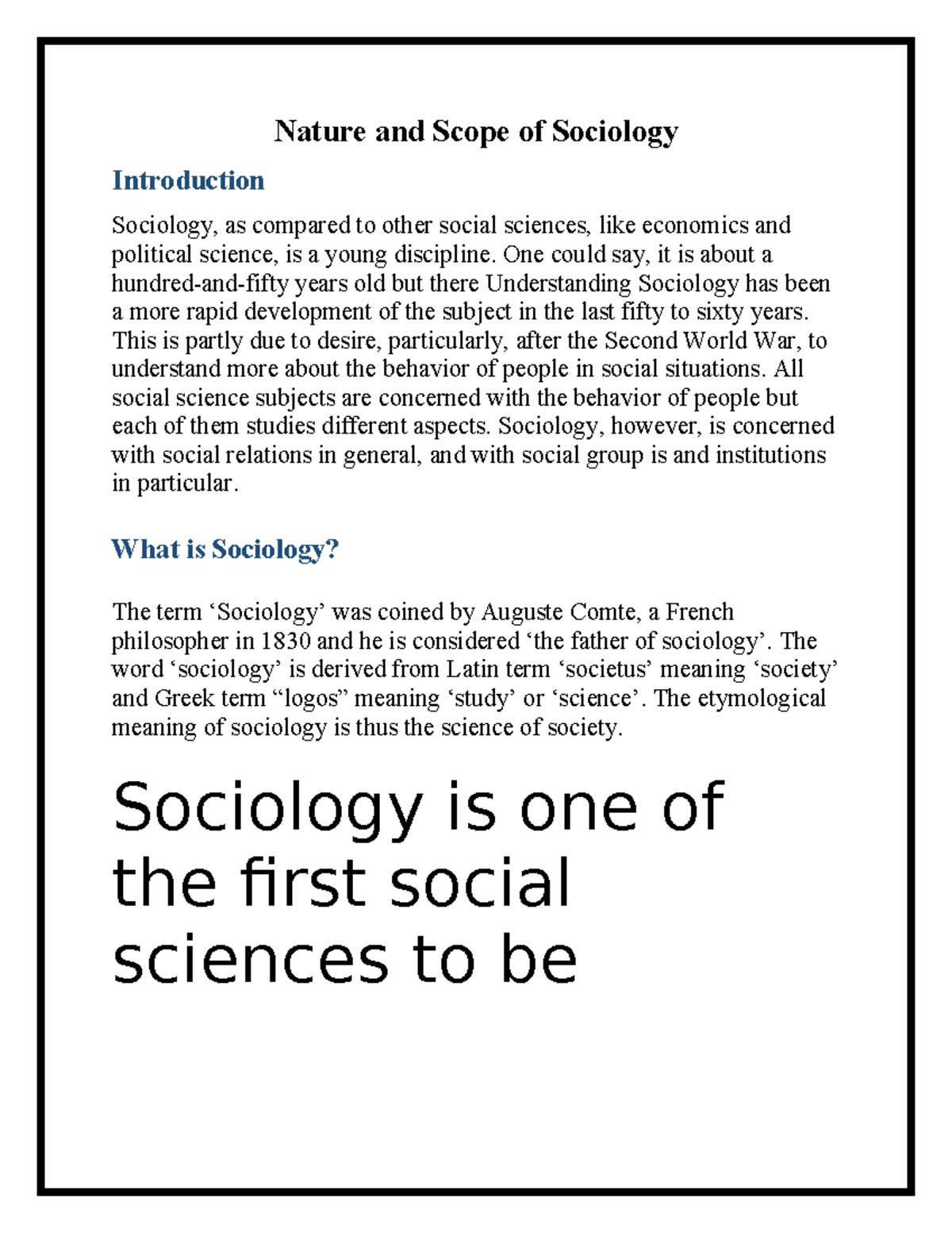 Nature and Scope of Sociology - Nature and Scope of Sociology ...
