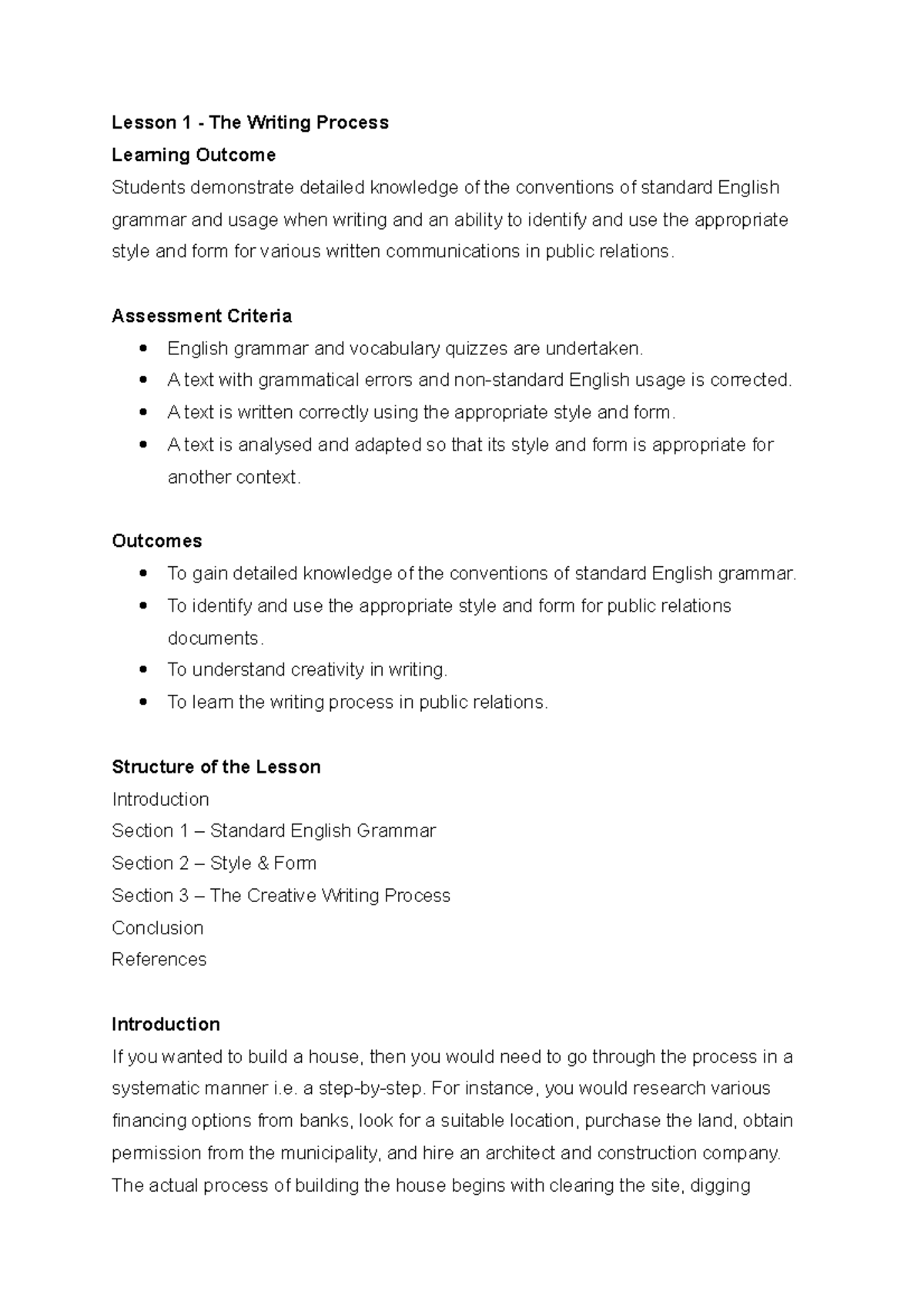 Draft - Unit 1 - 4 October 2018 - Lesson 1 - The Writing Process ...