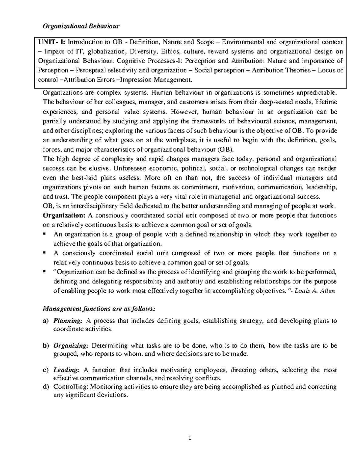 Organizational Behaviour I: Key Concepts, Contexts, and Applications ...