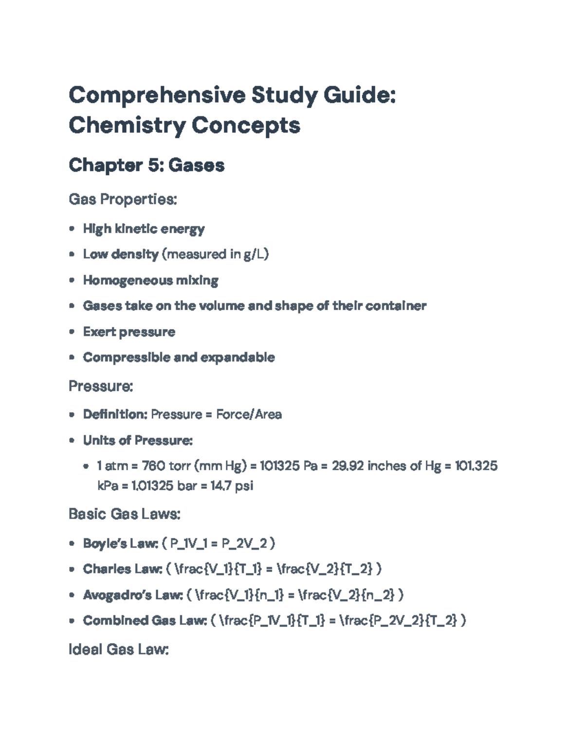 Chemistry 101 Exam II Review: Key Concepts from Chapters 5-8 for Spring ...