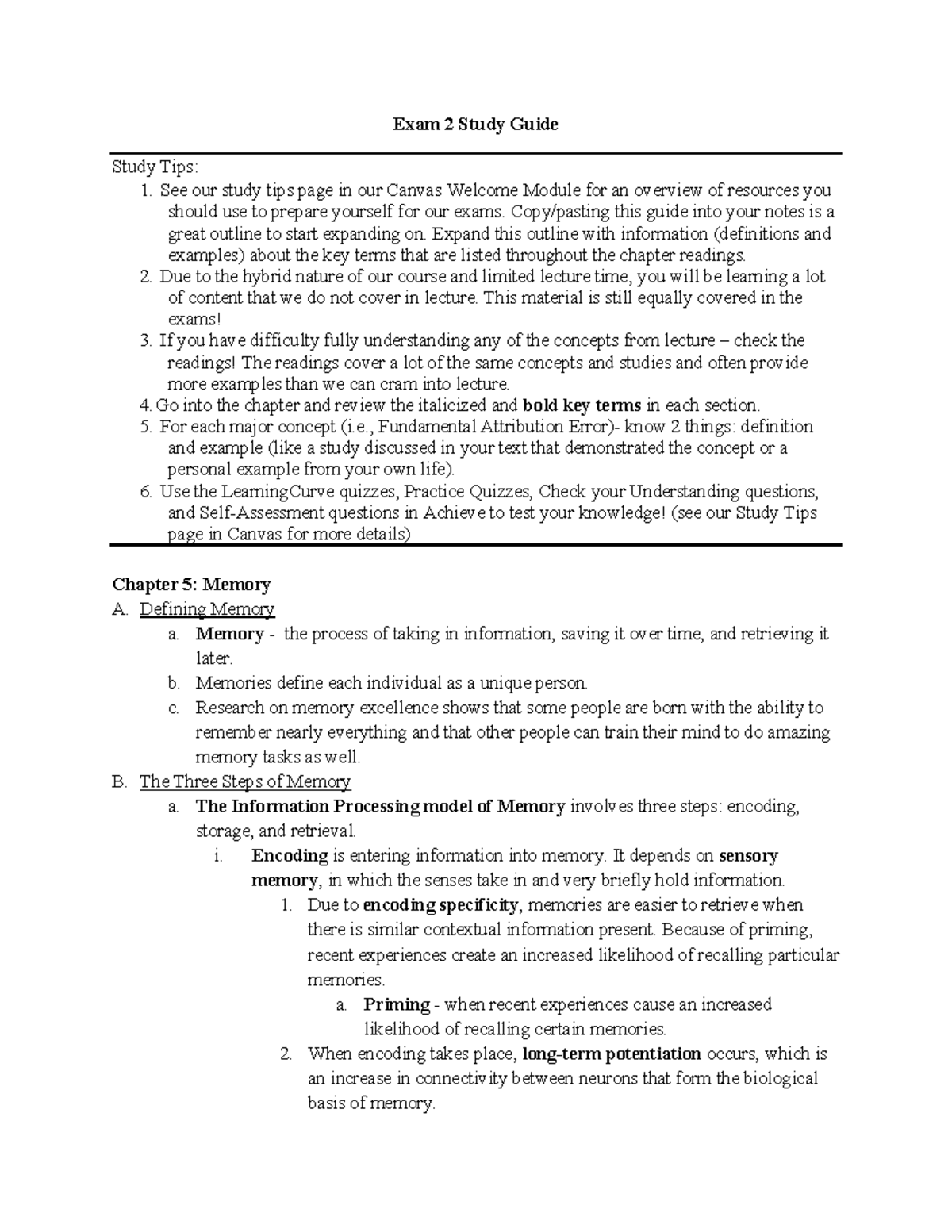 PSY 101 Exam 2 Study Guide: Key Concepts in Memory & Learning - Studocu