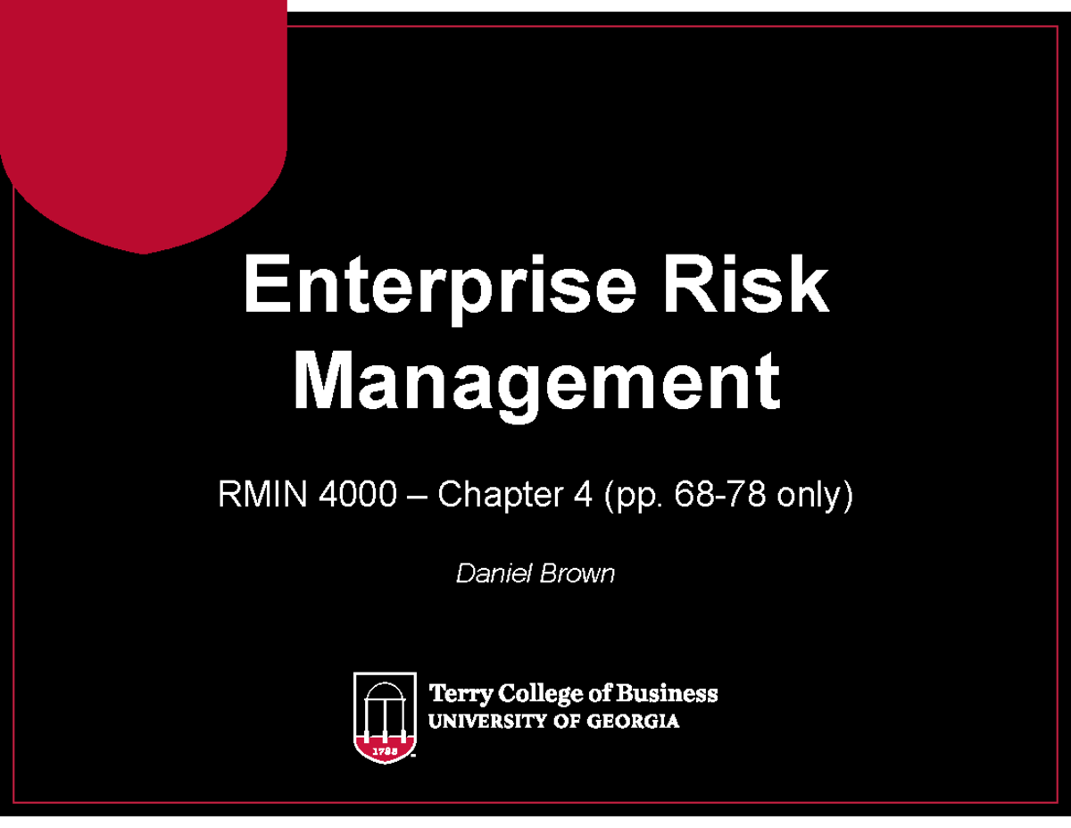 RMIN 4000 – Chapter 4: Understanding Enterprise Risk Management ...