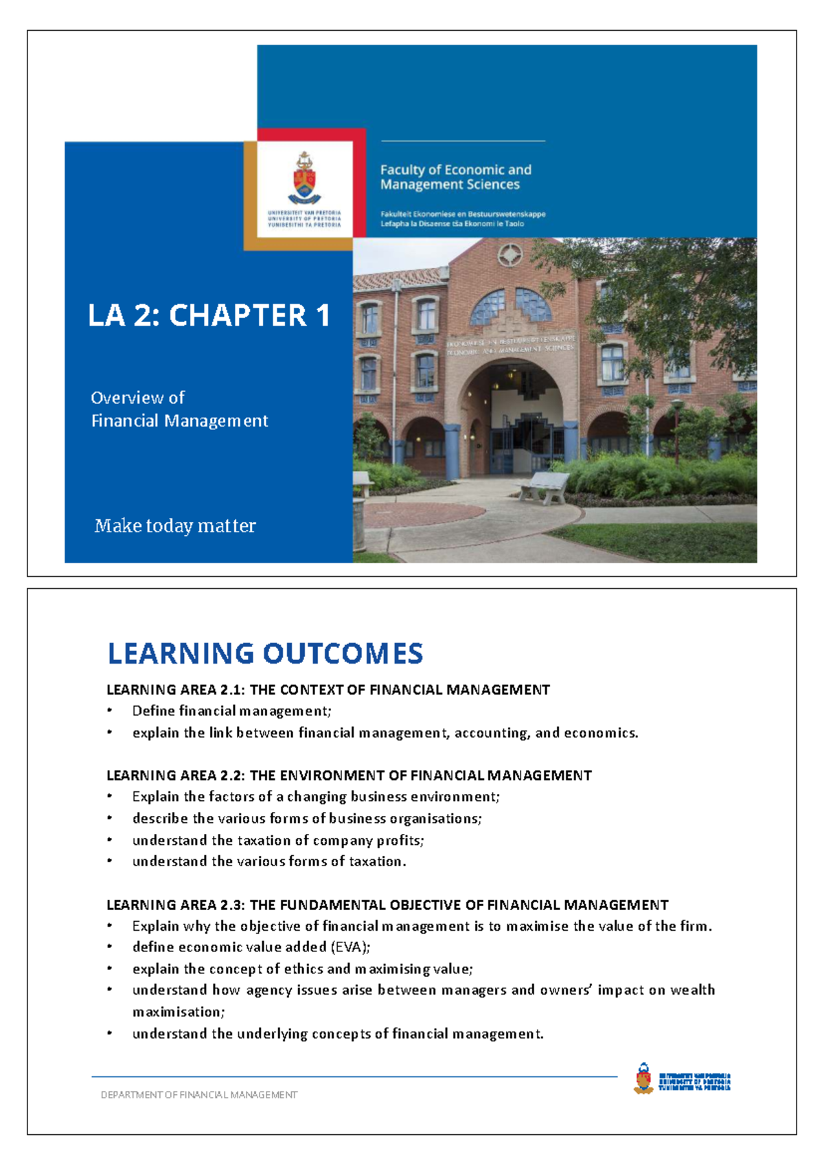 LA 2: CHAPTER 1 Overview of Financial Management and Key Concepts - Studocu