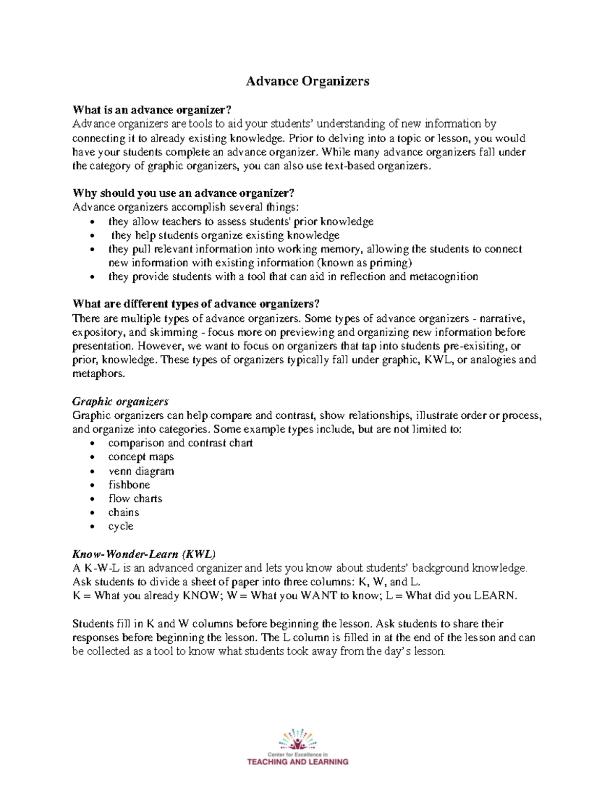 Advance Organizers in Lesson Planning: Enhancing Student Understanding ...