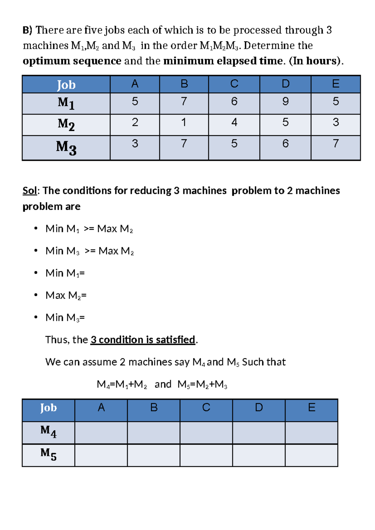 D) Assignment on Job Processing Optimization through 3 Machines - Studocu