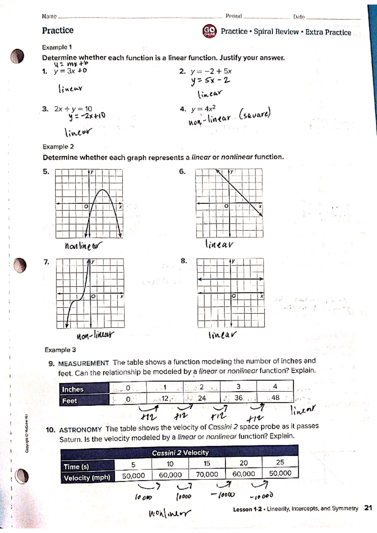 Pg 21 #1-18 - Homework Review: Linear Functions & Graphs - Studocu
