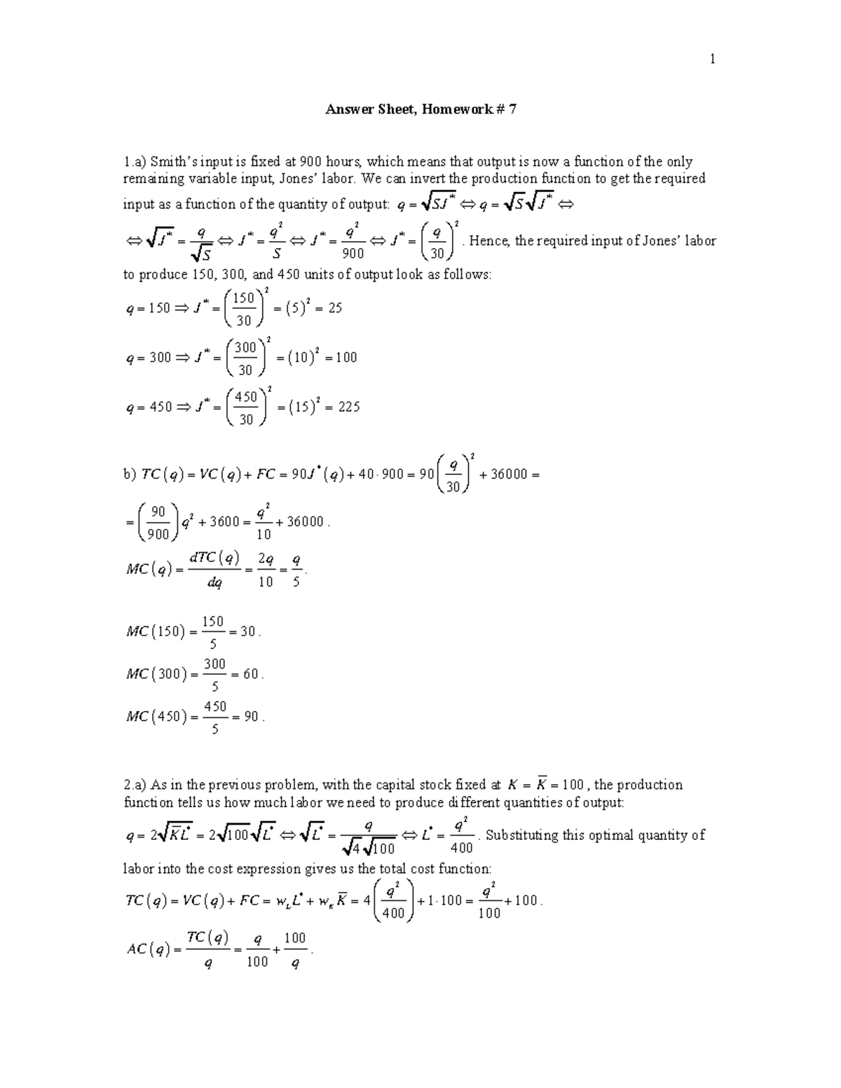 Homework #7 Solutions: Detailed Answers and Insights - Studocu