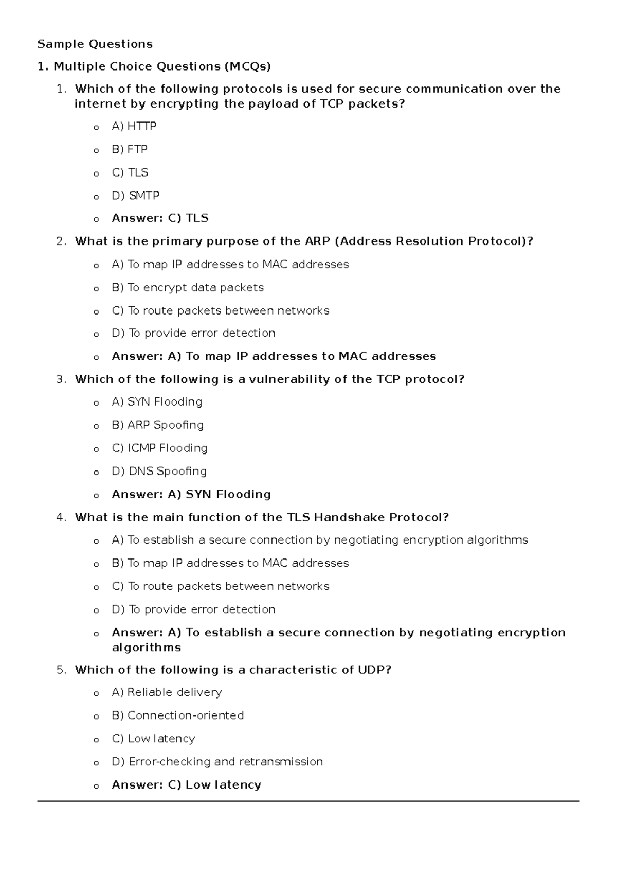 368 Qn - Sample Questions and Answers on Network Security Concepts ...